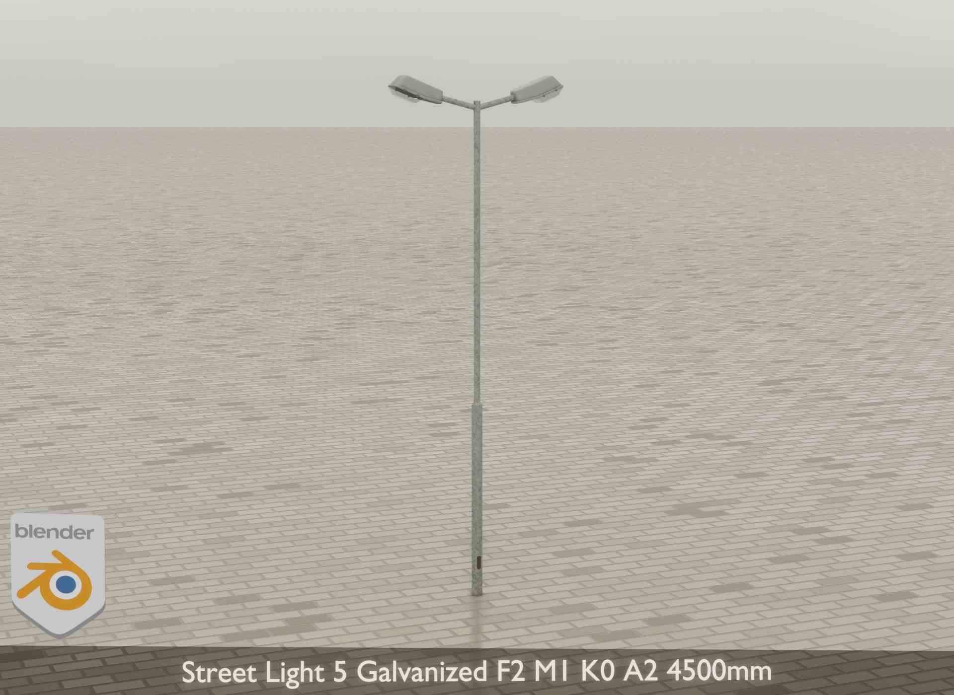 Street Light 5 Galvanized F2 M1 K0 A2 4500mm Low-poly 3D model_24