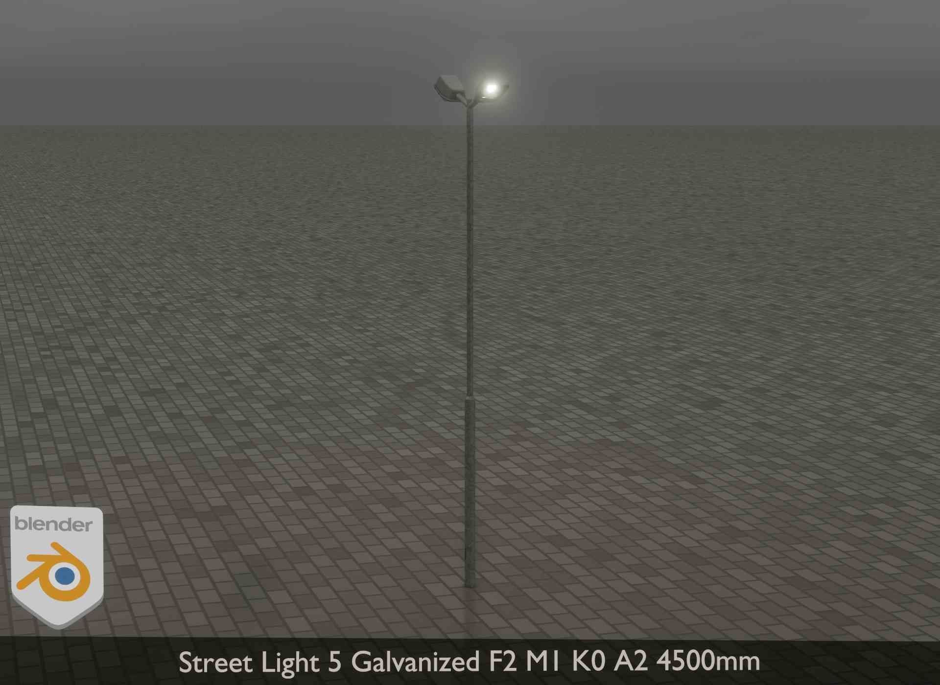 Street Light 5 Galvanized F2 M1 K0 A2 4500mm Low-poly 3D model_18