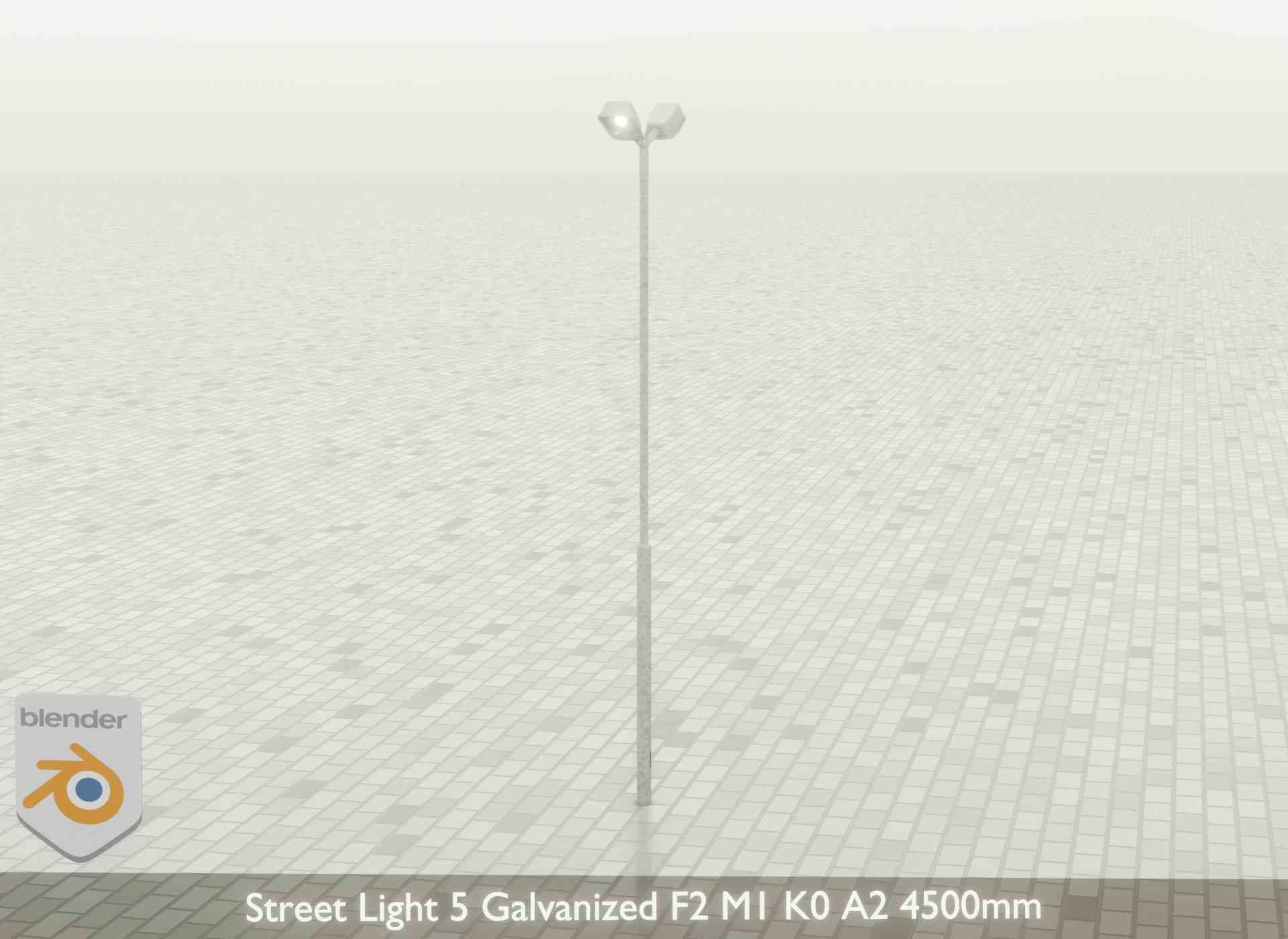 Street Light 5 Galvanized F2 M1 K0 A2 4500mm Low-poly 3D model_33