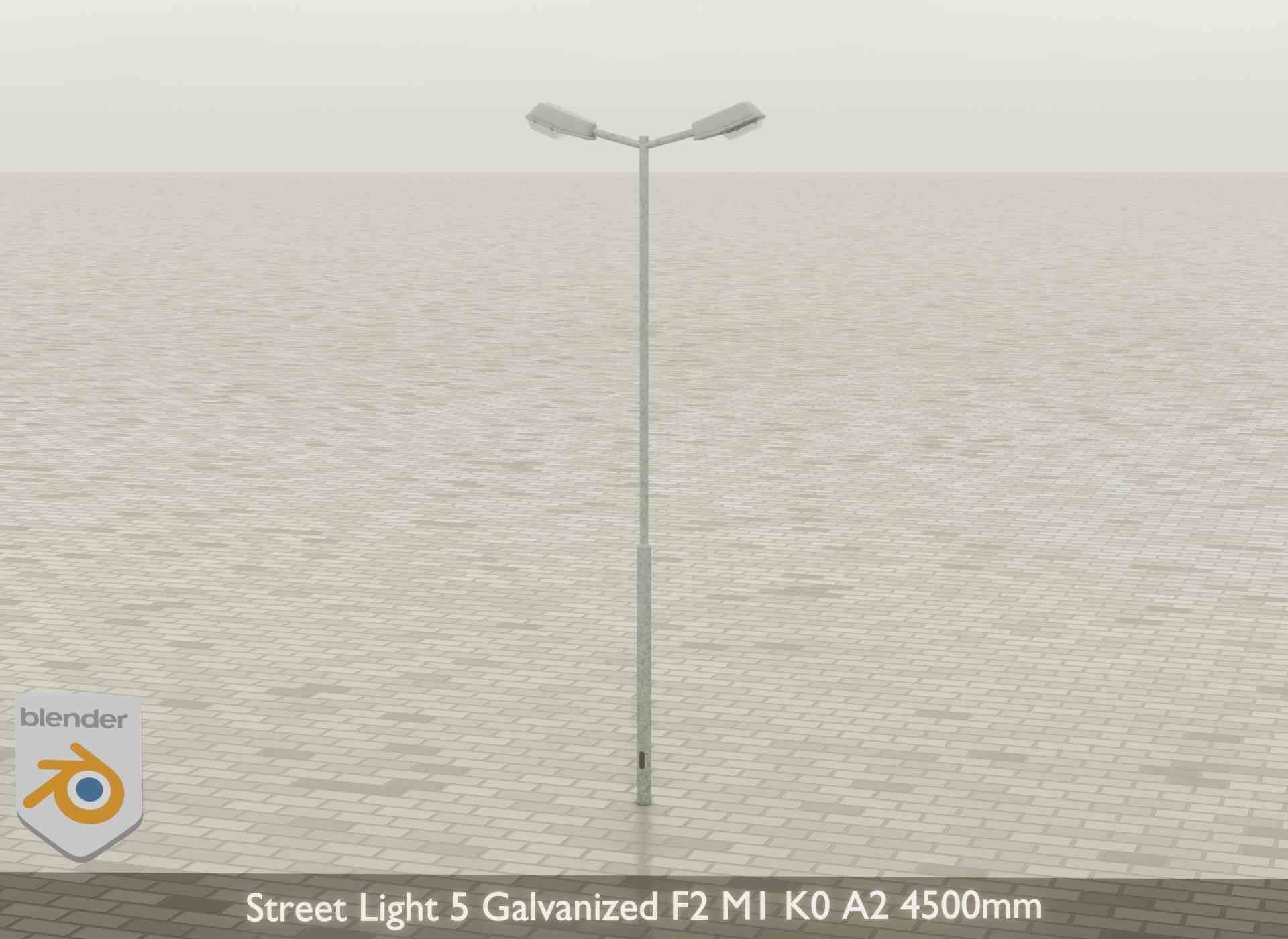 Street Light 5 Galvanized F2 M1 K0 A2 4500mm Low-poly 3D model_27