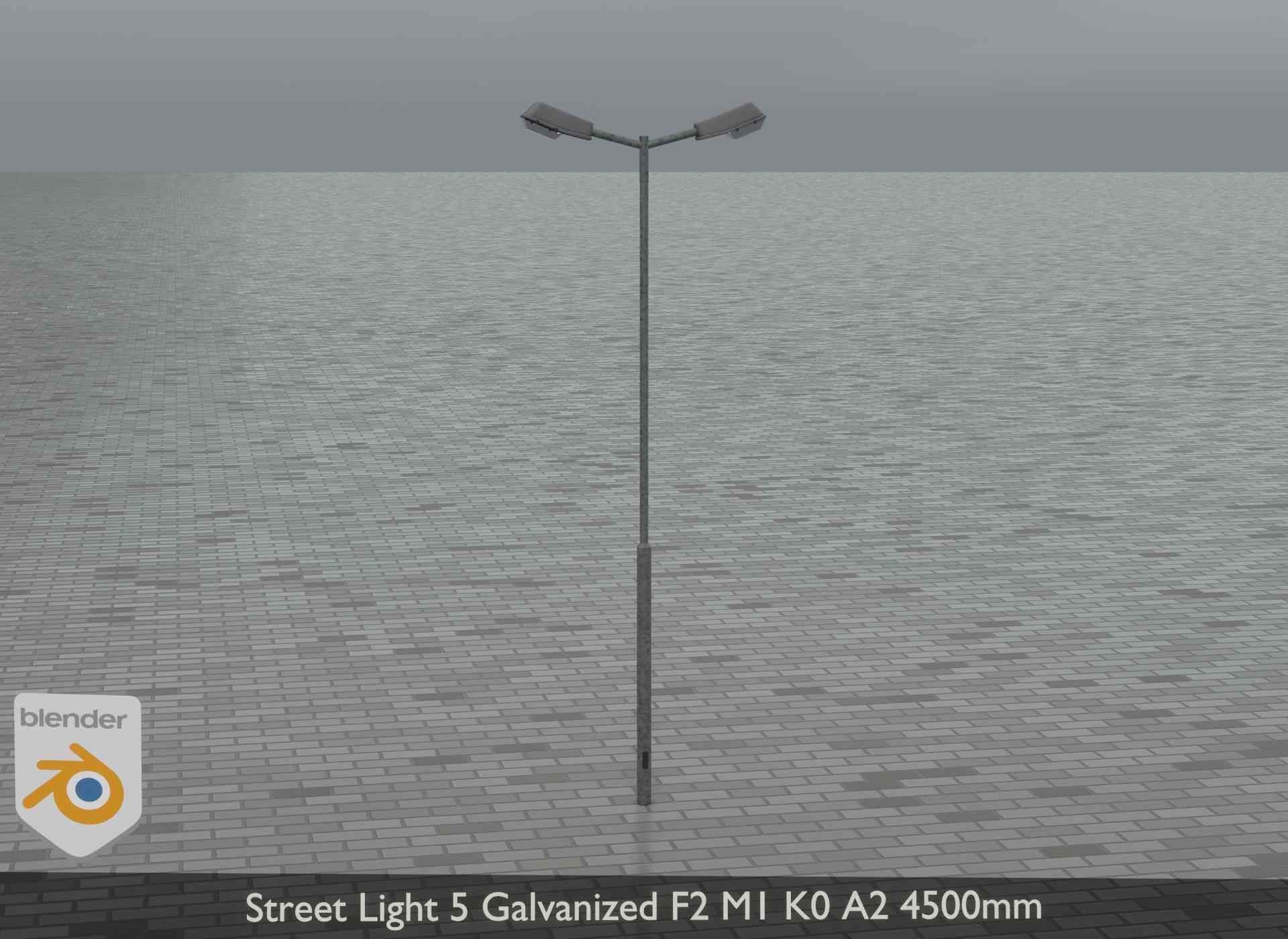 Street Light 5 Galvanized F2 M1 K0 A2 4500mm Low-poly 3D model_12