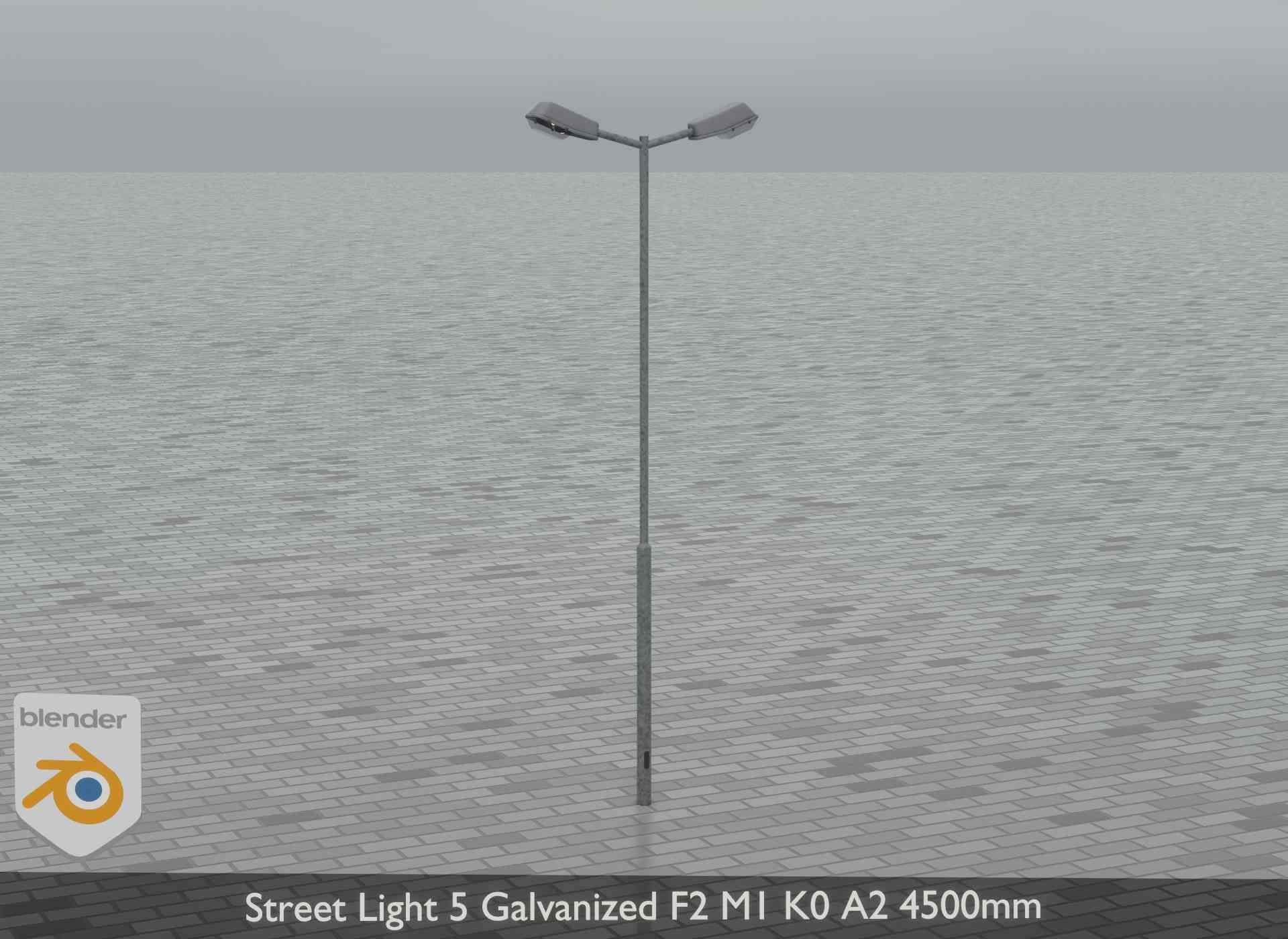 Street Light 5 Galvanized F2 M1 K0 A2 4500mm Low-poly 3D model_11