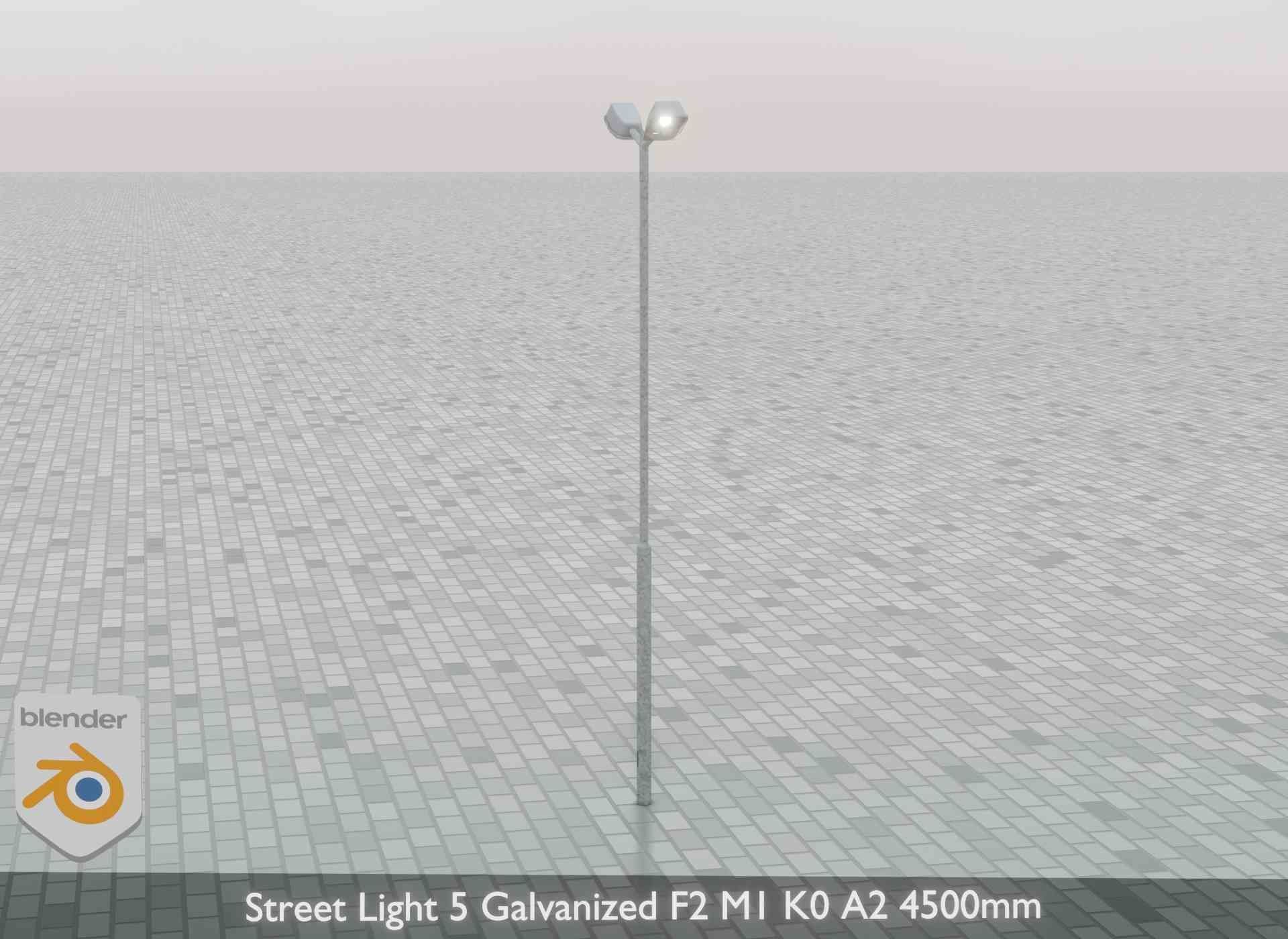 Street Light 5 Galvanized F2 M1 K0 A2 4500mm Low-poly 3D model_44