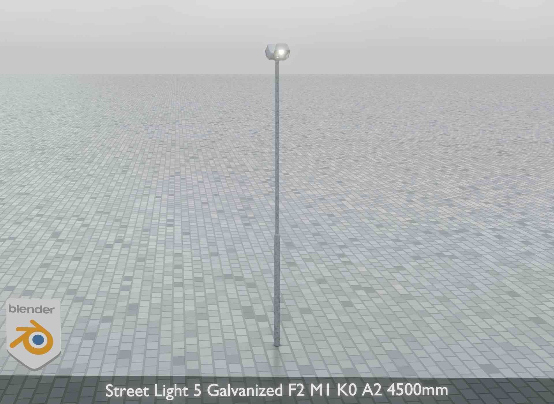 Street Light 5 Galvanized F2 M1 K0 A2 4500mm Low-poly 3D model_6