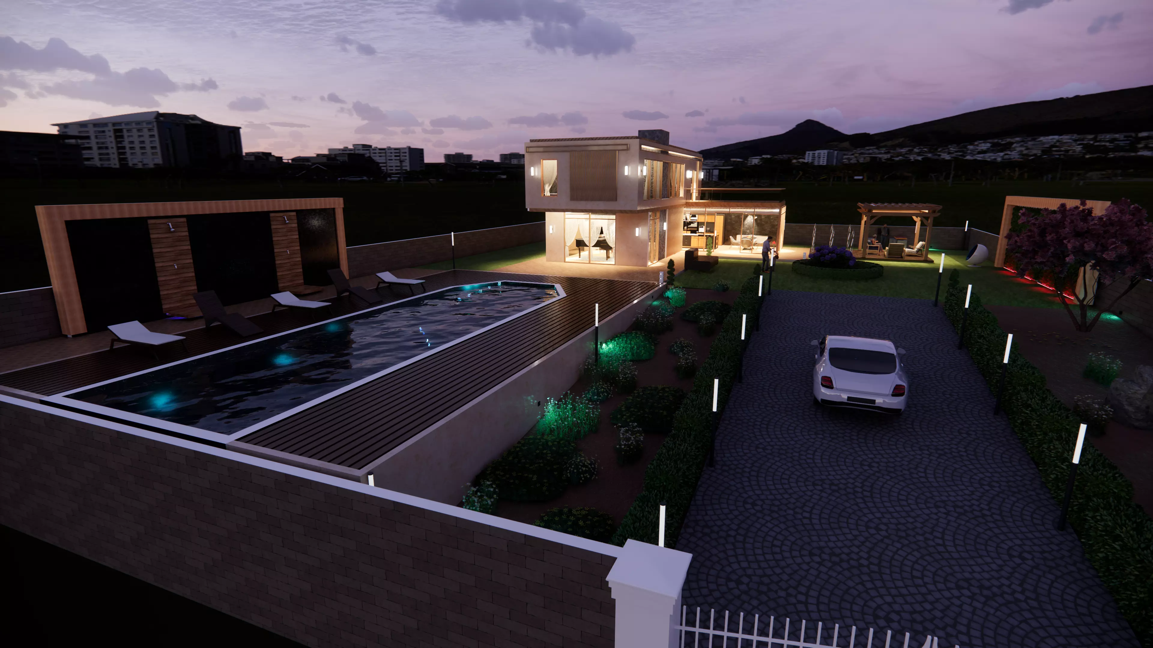 Modern Garden House 3D model_0