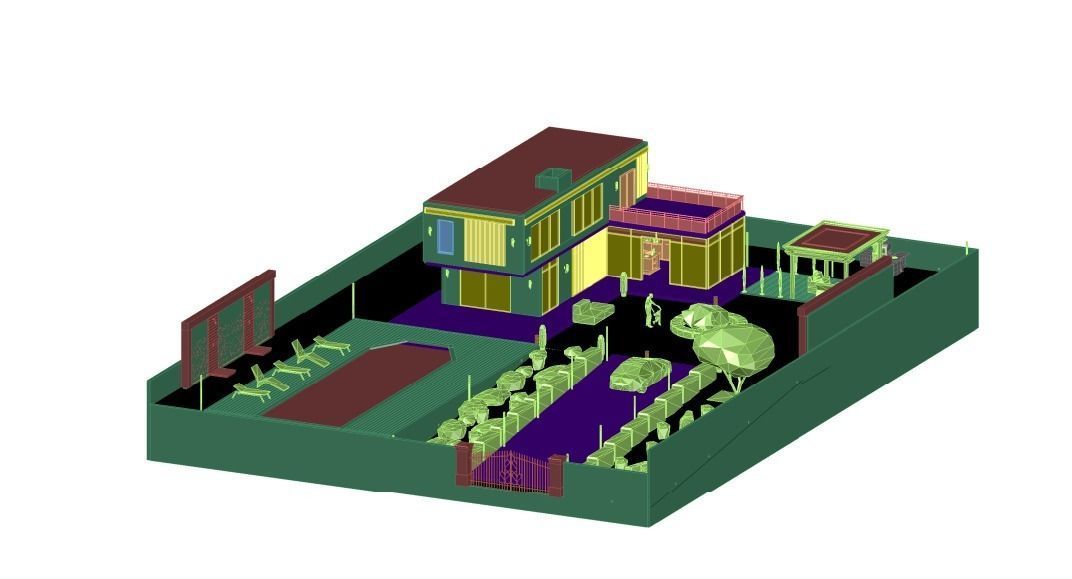 Modern Garden House 3D model_4