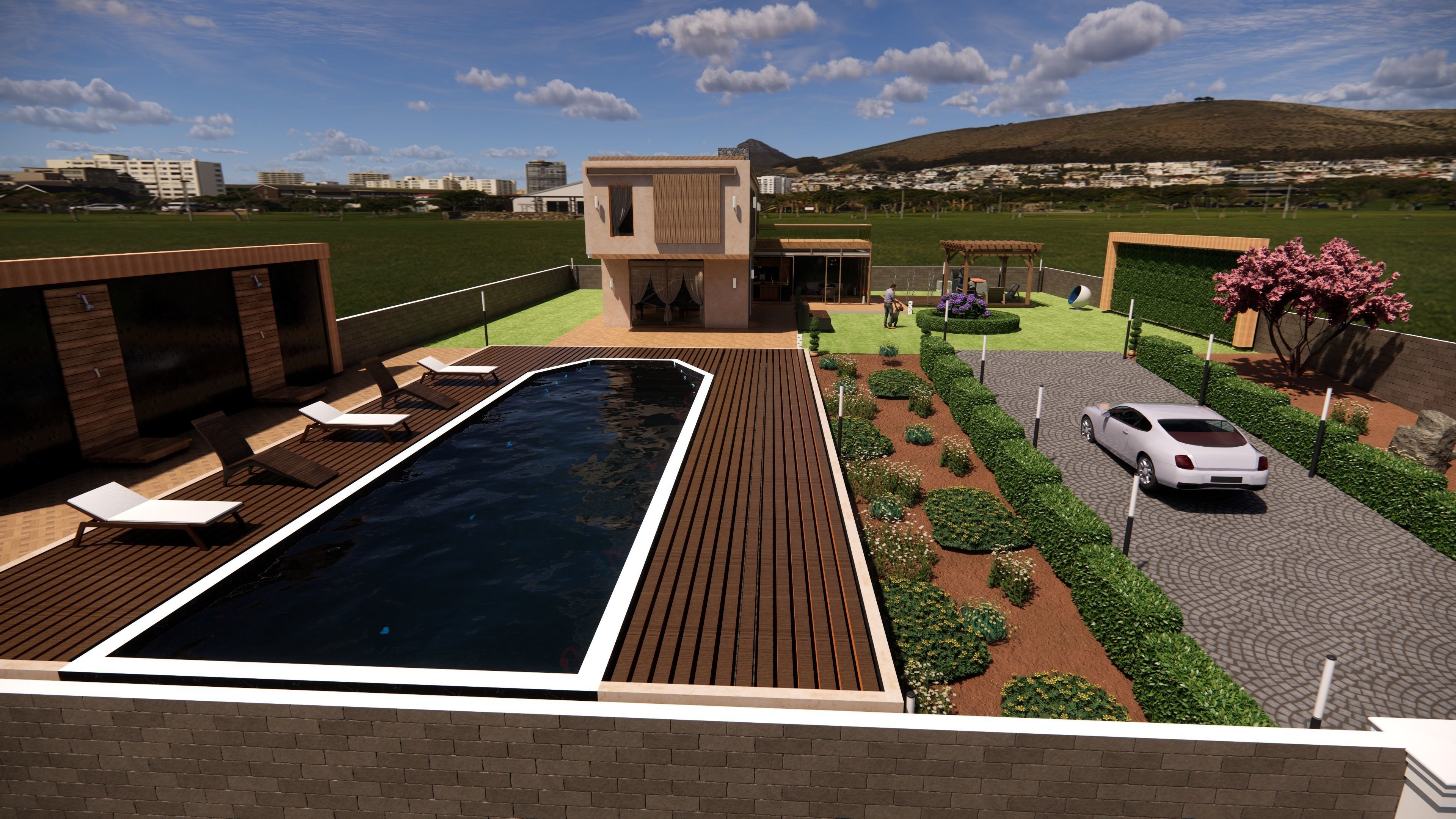 Modern Garden House 3D model_2