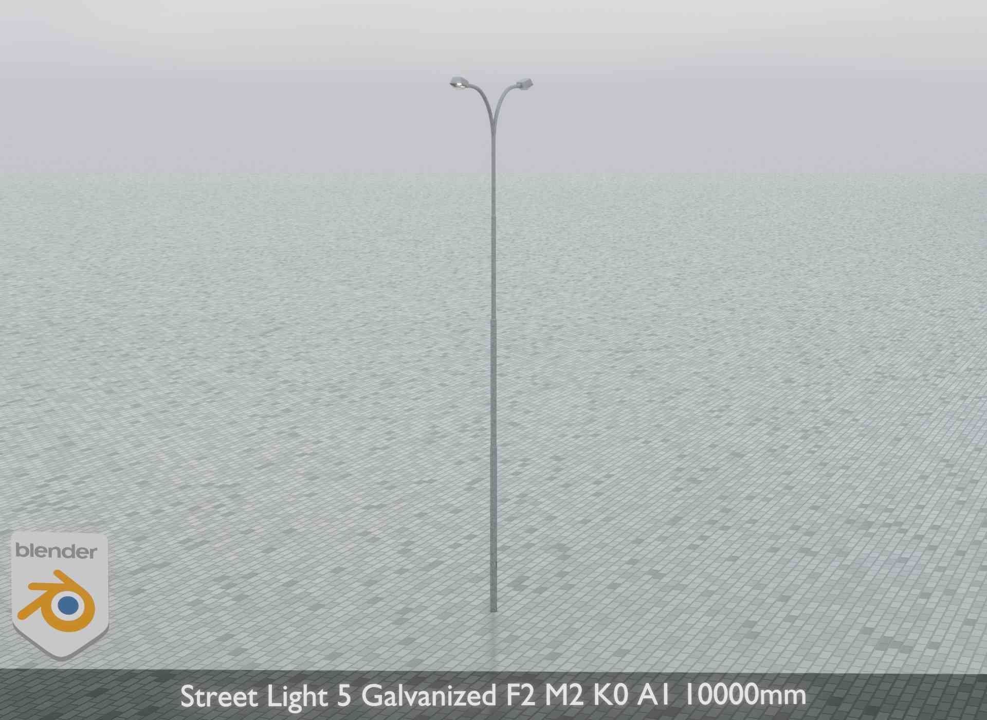 Street Light 5 Galvanized F2 M2 K0 A1 10000mm Low-poly 3D model_8