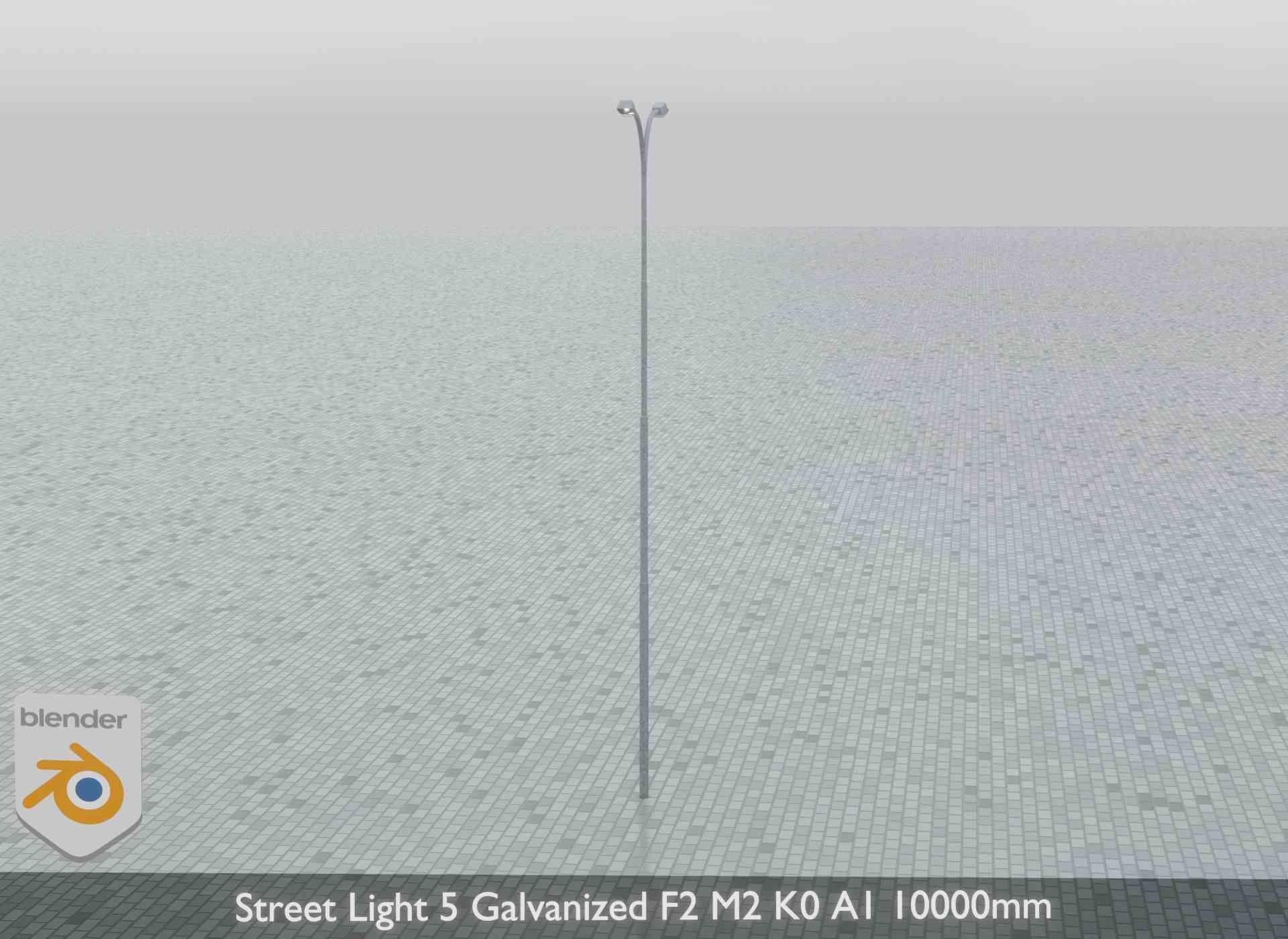 Street Light 5 Galvanized F2 M2 K0 A1 10000mm Low-poly 3D model_7