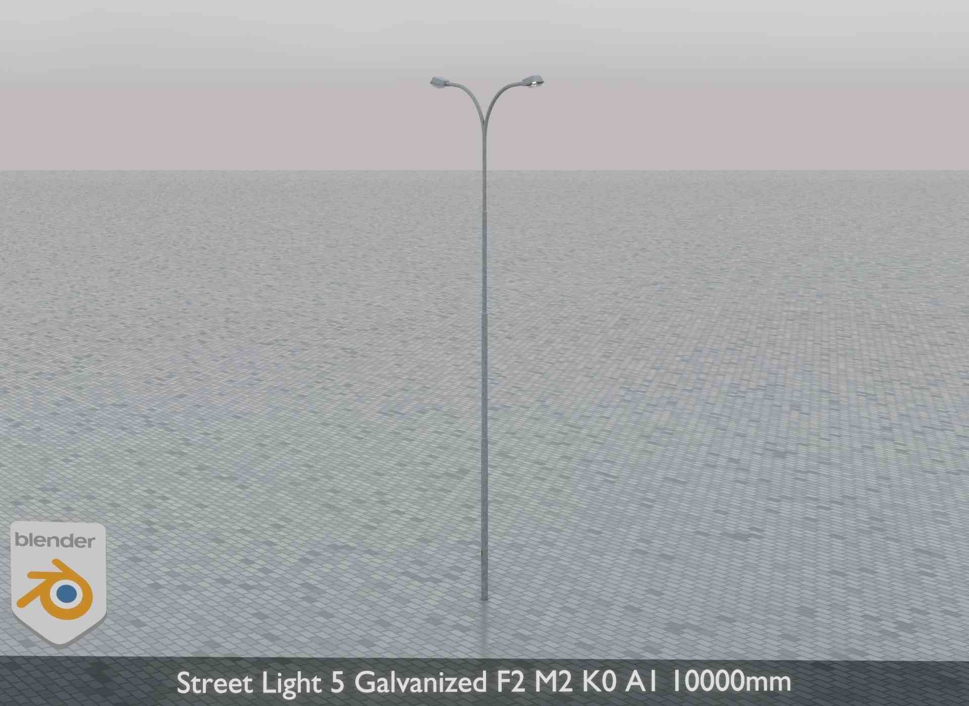 Street Light 5 Galvanized F2 M2 K0 A1 10000mm Low-poly 3D model_4