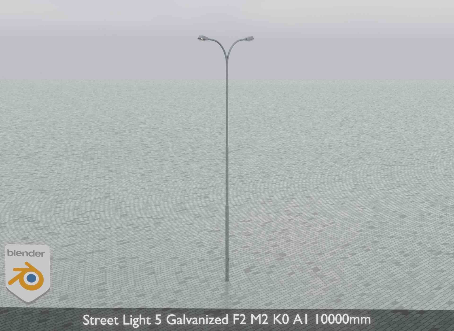 Street Light 5 Galvanized F2 M2 K0 A1 10000mm Low-poly 3D model_9