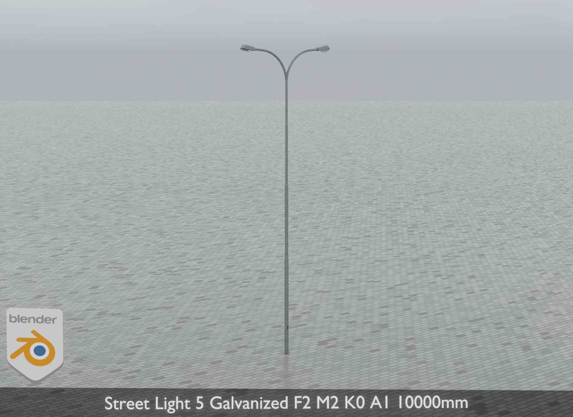Street Light 5 Galvanized F2 M2 K0 A1 10000mm Low-poly 3D model_10