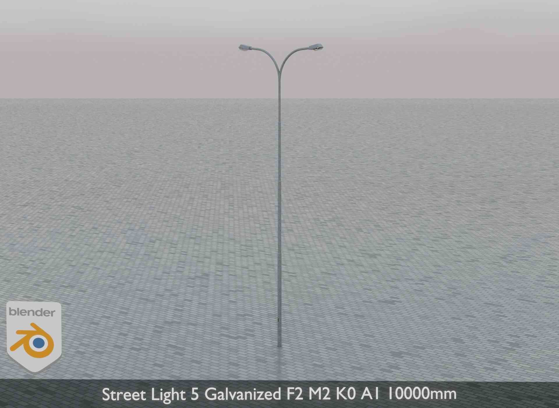 Street Light 5 Galvanized F2 M2 K0 A1 10000mm Low-poly 3D model_3