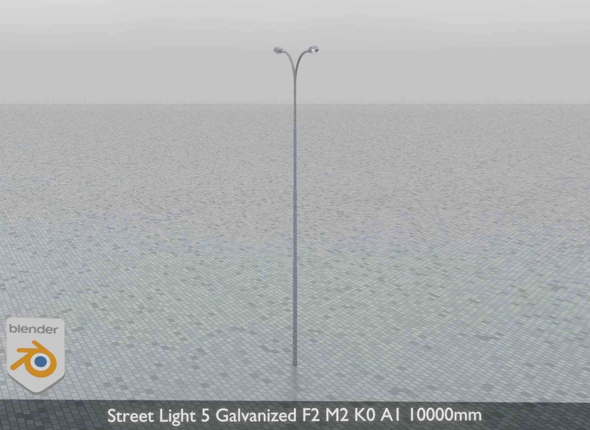 Street Light 5 Galvanized F2 M2 K0 A1 10000mm Low-poly 3D model_5