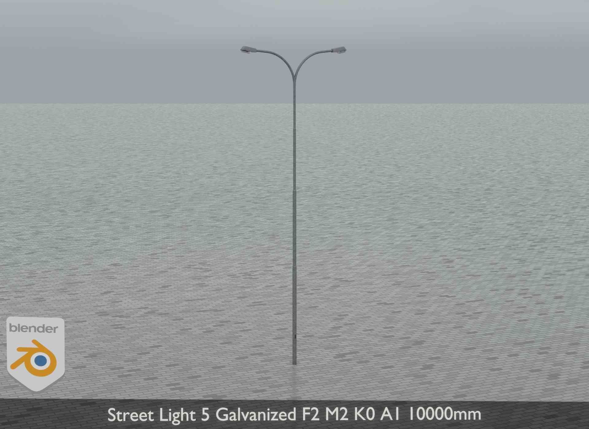 Street Light 5 Galvanized F2 M2 K0 A1 10000mm Low-poly 3D model_11