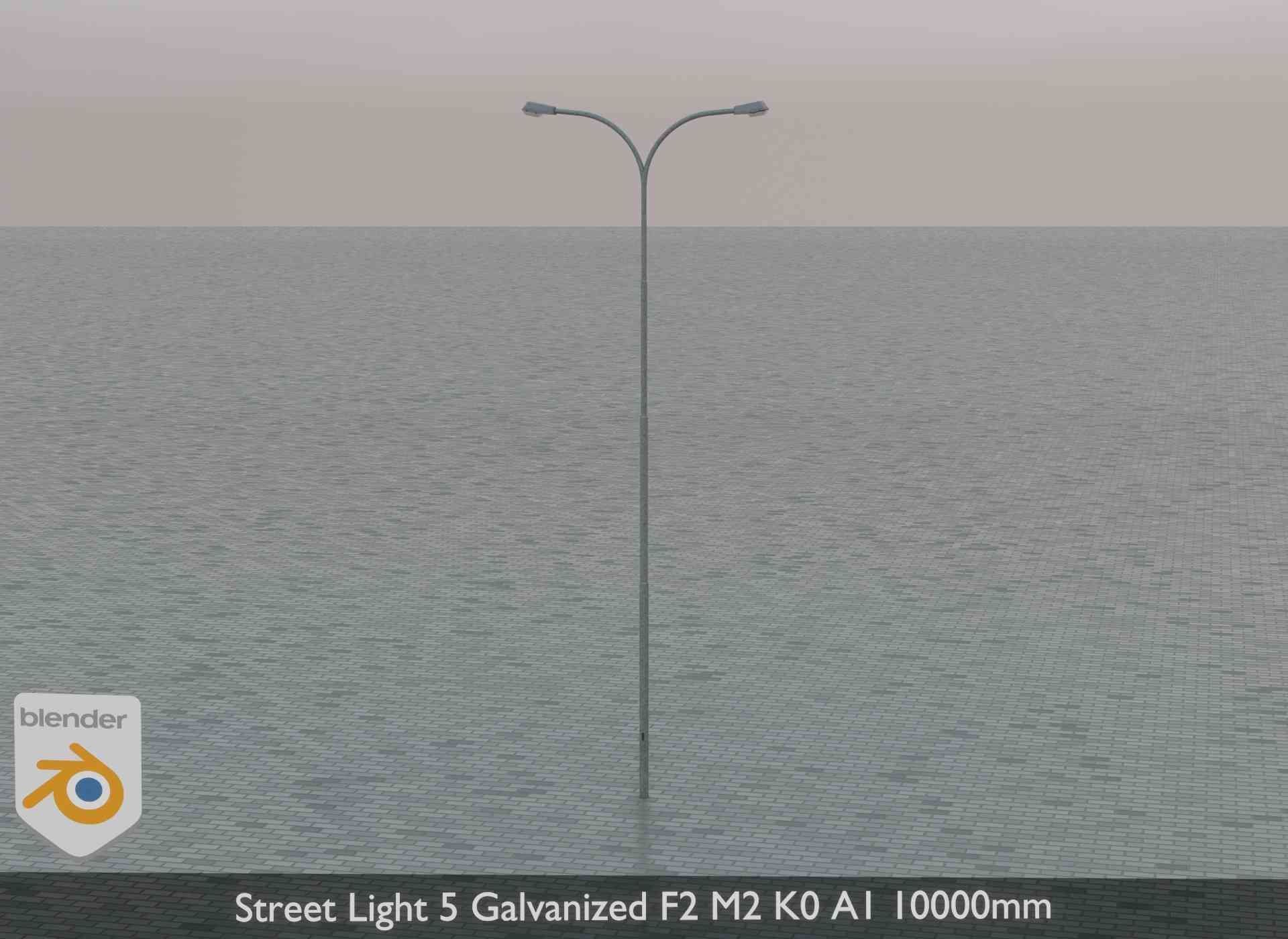 Street Light 5 Galvanized F2 M2 K0 A1 10000mm Low-poly 3D model_1