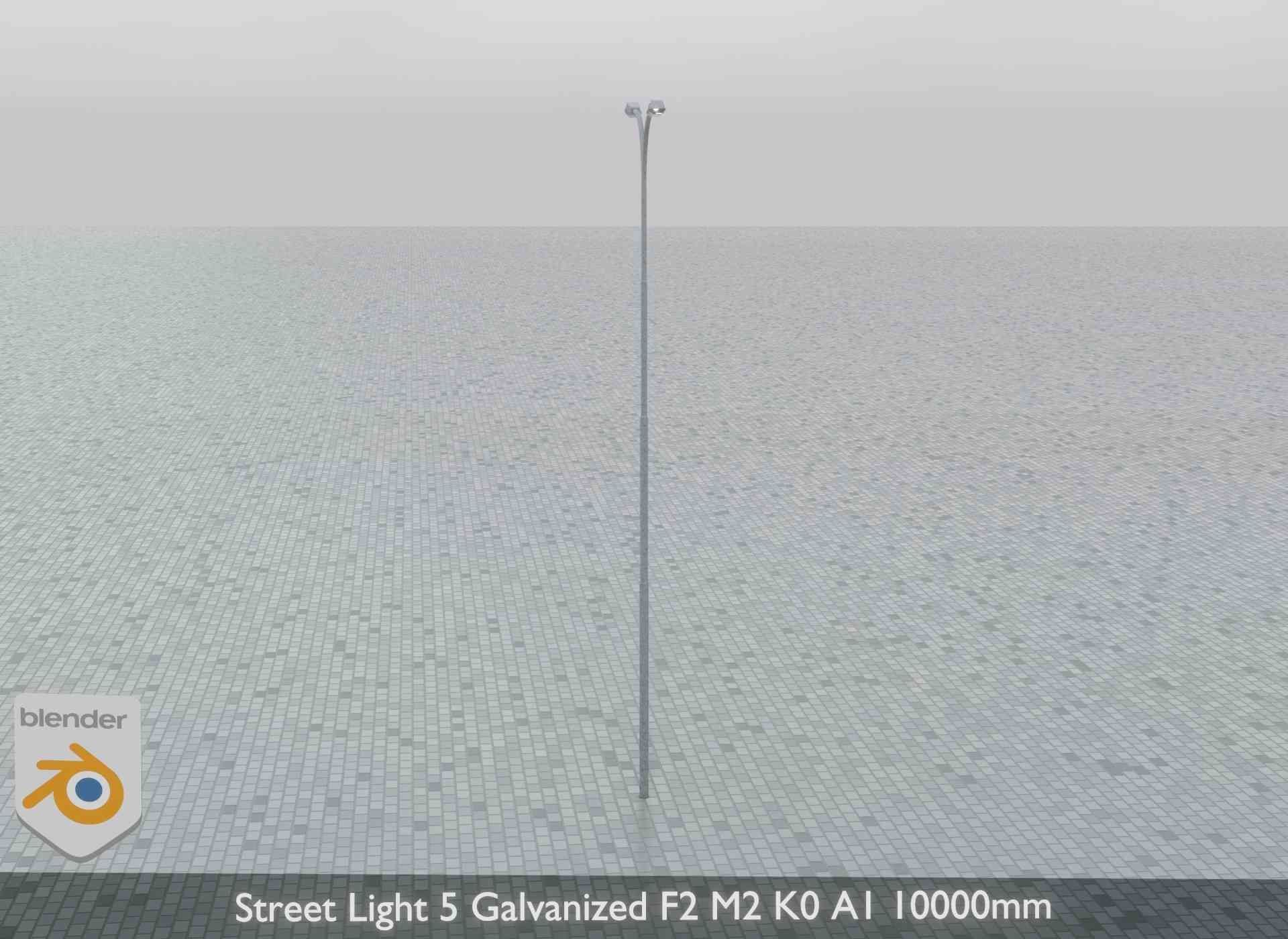 Street Light 5 Galvanized F2 M2 K0 A1 10000mm Low-poly 3D model_6