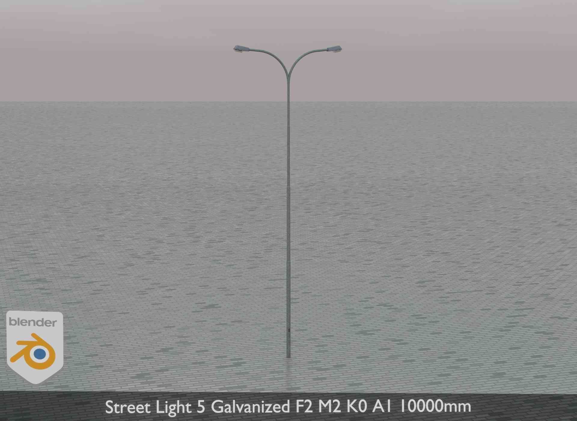 Street Light 5 Galvanized F2 M2 K0 A1 10000mm Low-poly 3D model_50