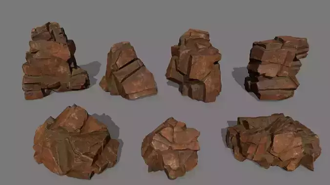 desert rocks Low-poly 3D model