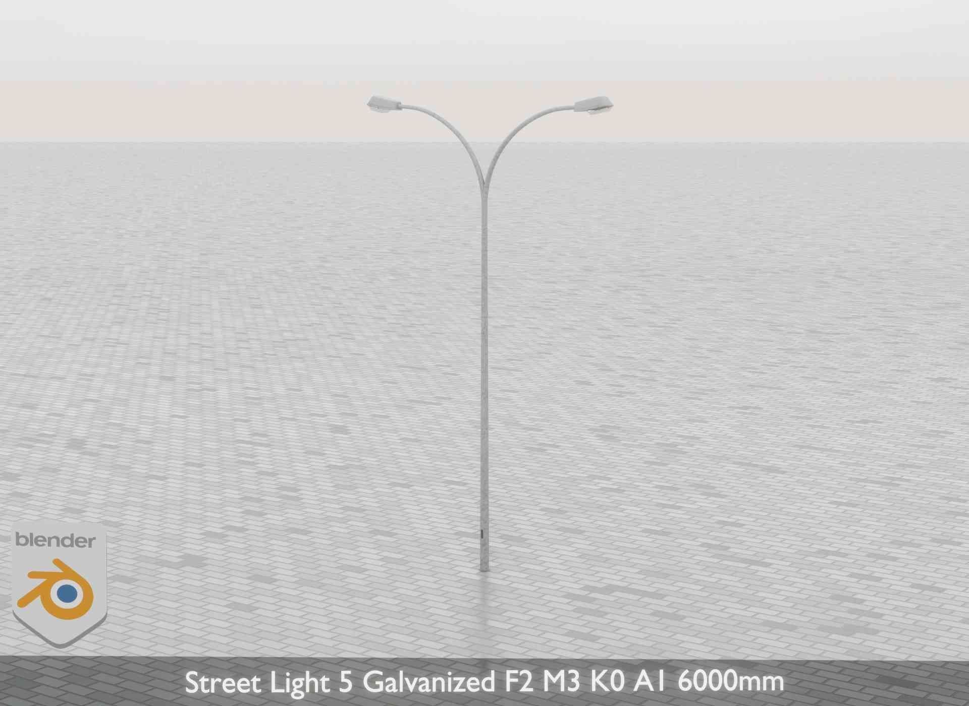 Street Light 5 Galvanized F2 M3 K0 A1 6000mm Low-poly 3D model_42