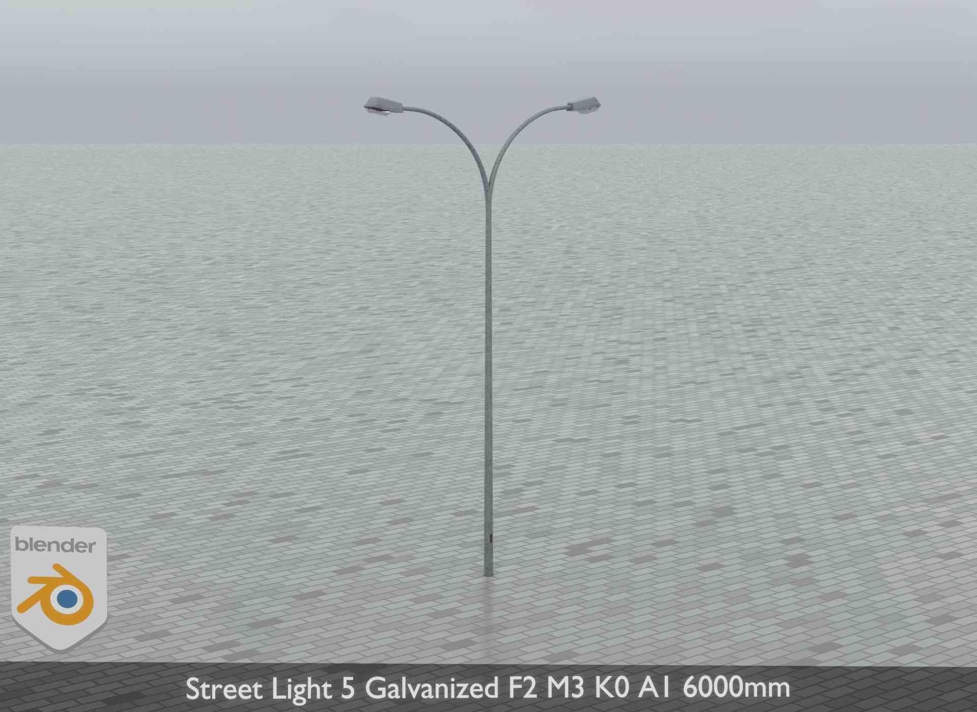 Street Light 5 Galvanized F2 M3 K0 A1 6000mm Low-poly 3D model_11