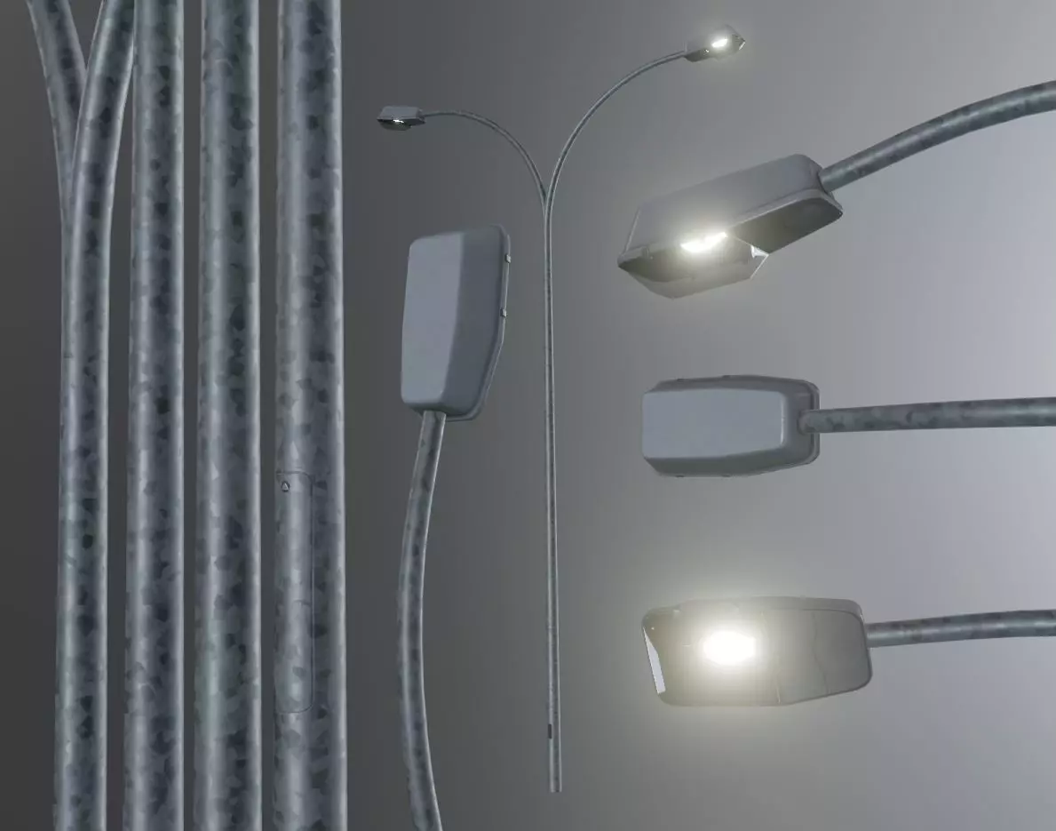 Street Light 5 Galvanized F2 M3 K0 A1 6000mm Low-poly 3D model_0