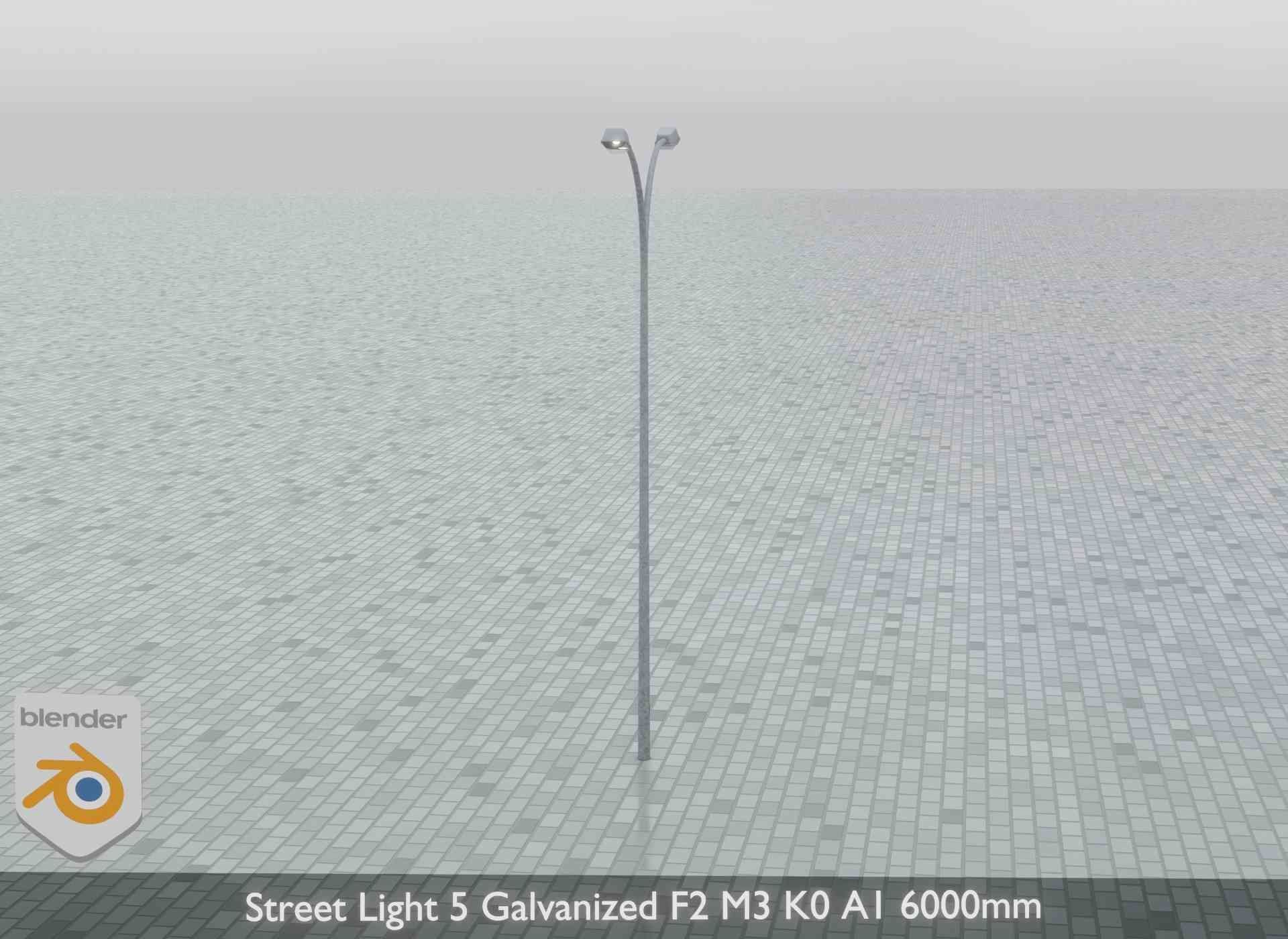 Street Light 5 Galvanized F2 M3 K0 A1 6000mm Low-poly 3D model_8