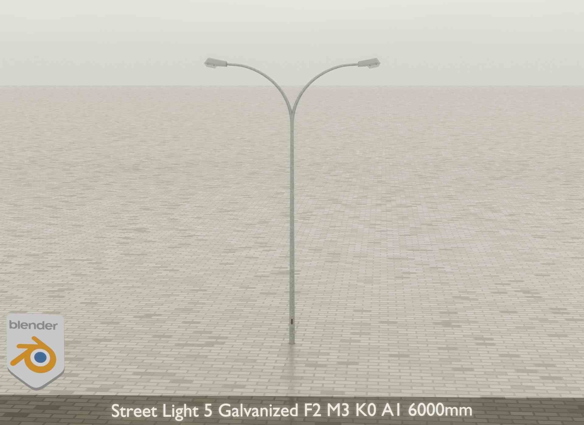 Street Light 5 Galvanized F2 M3 K0 A1 6000mm Low-poly 3D model_27