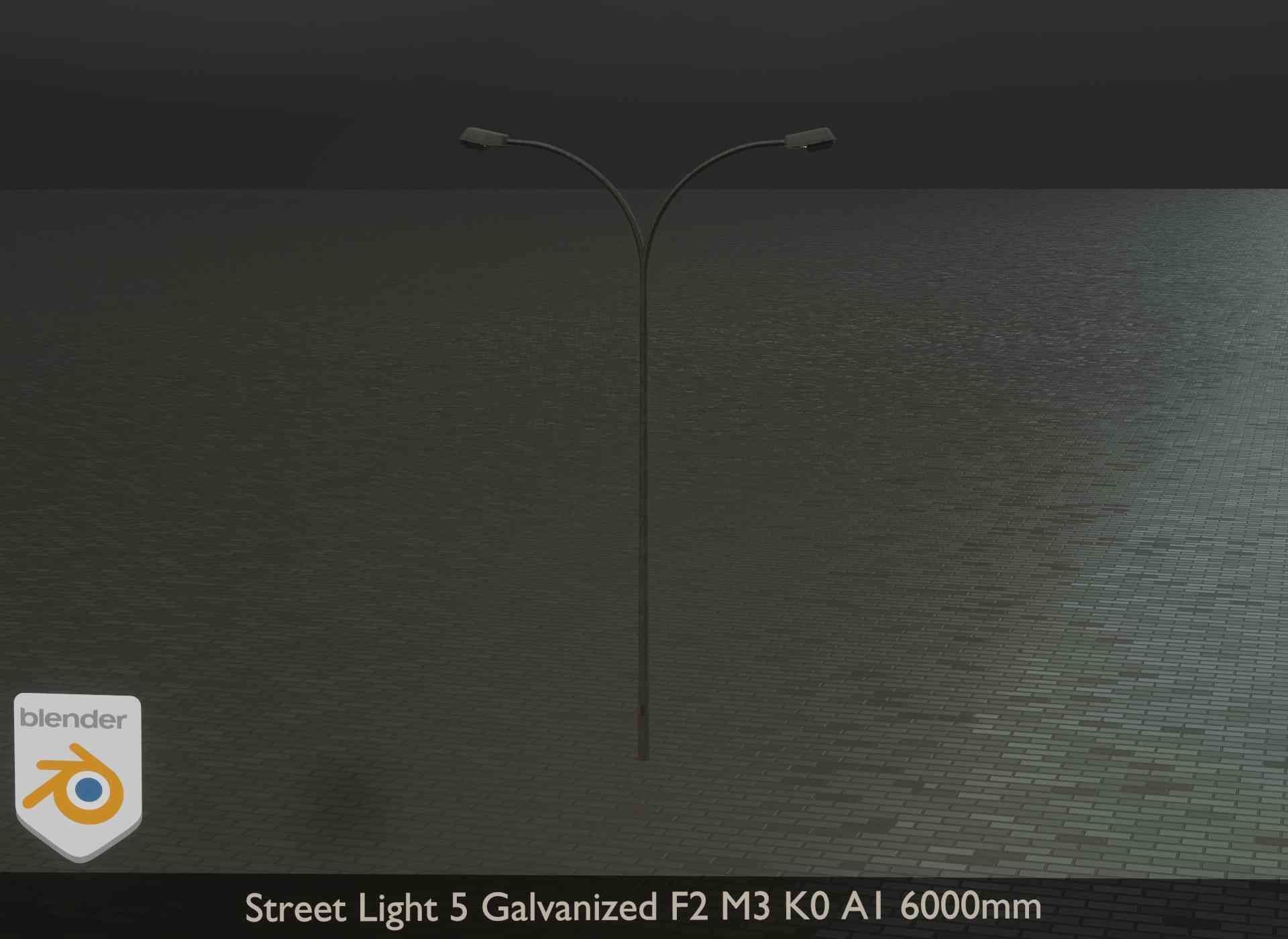 Street Light 5 Galvanized F2 M3 K0 A1 6000mm Low-poly 3D model_15