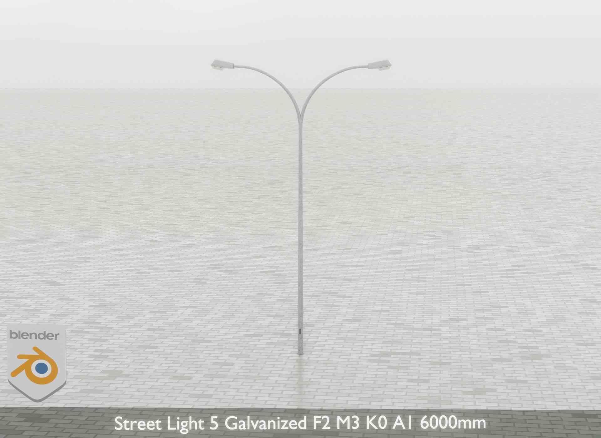 Street Light 5 Galvanized F2 M3 K0 A1 6000mm Low-poly 3D model_40