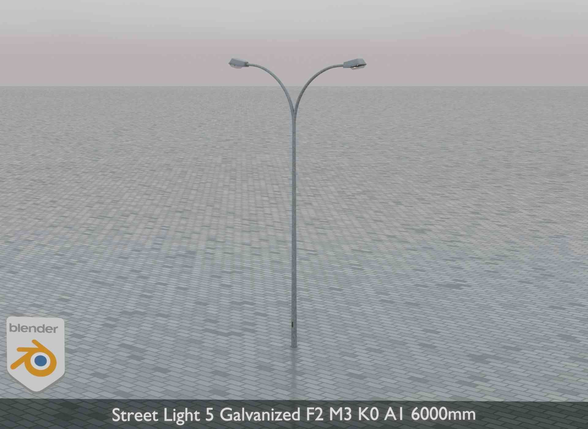 Street Light 5 Galvanized F2 M3 K0 A1 6000mm Low-poly 3D model_4