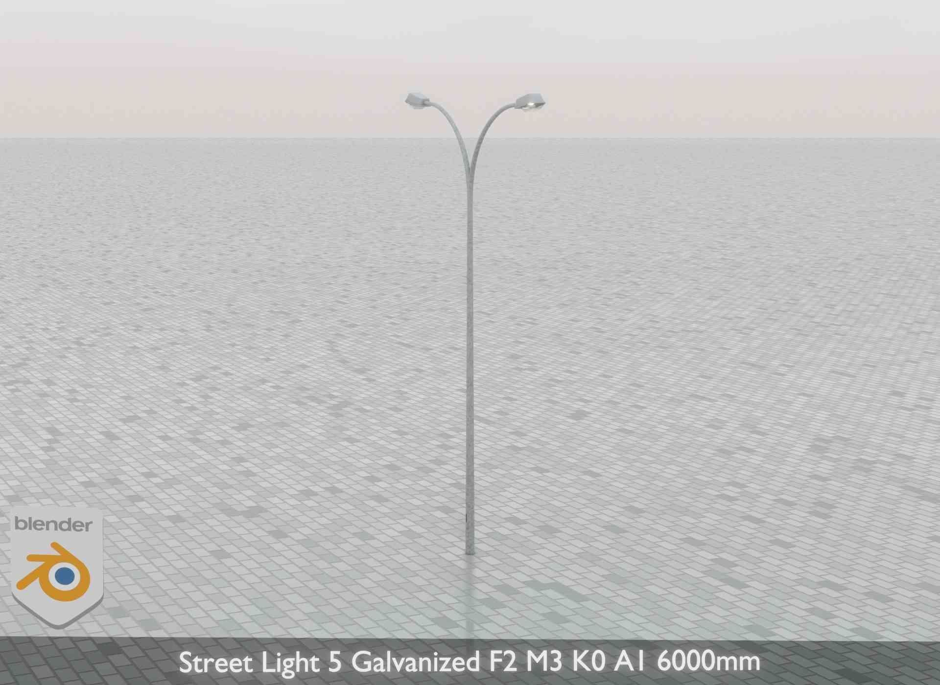 Street Light 5 Galvanized F2 M3 K0 A1 6000mm Low-poly 3D model_44