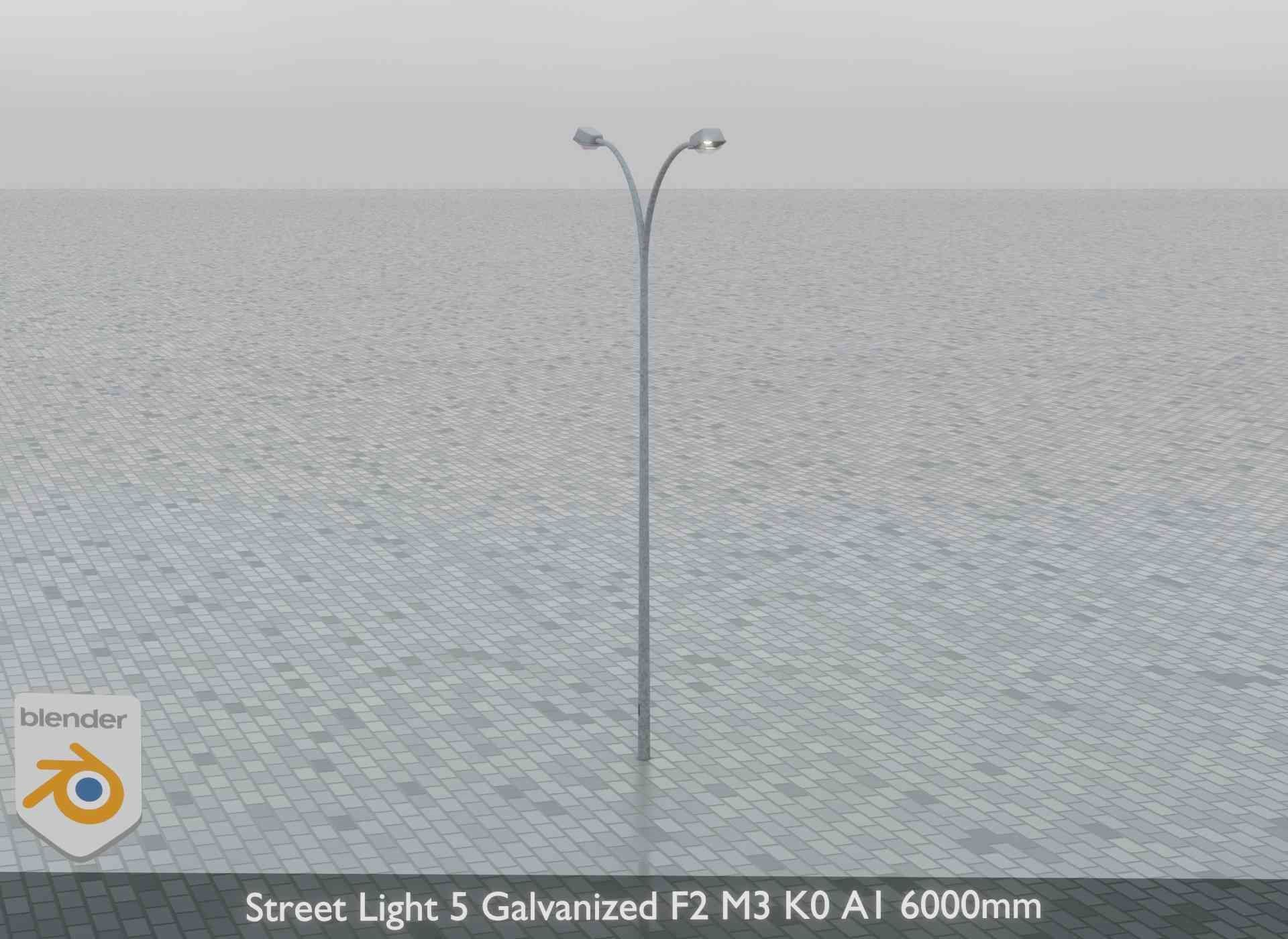 Street Light 5 Galvanized F2 M3 K0 A1 6000mm Low-poly 3D model_6
