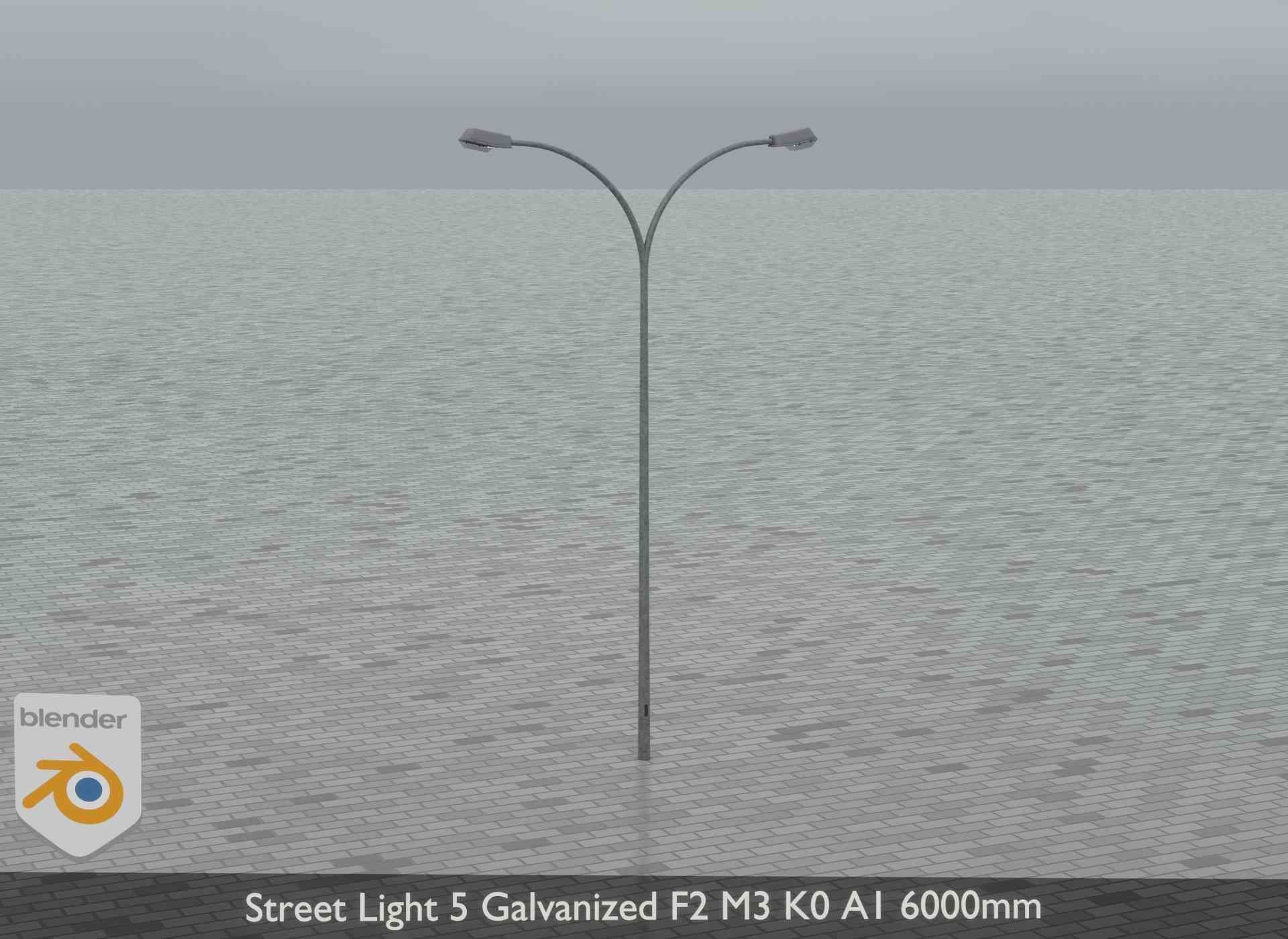 Street Light 5 Galvanized F2 M3 K0 A1 6000mm Low-poly 3D model_12