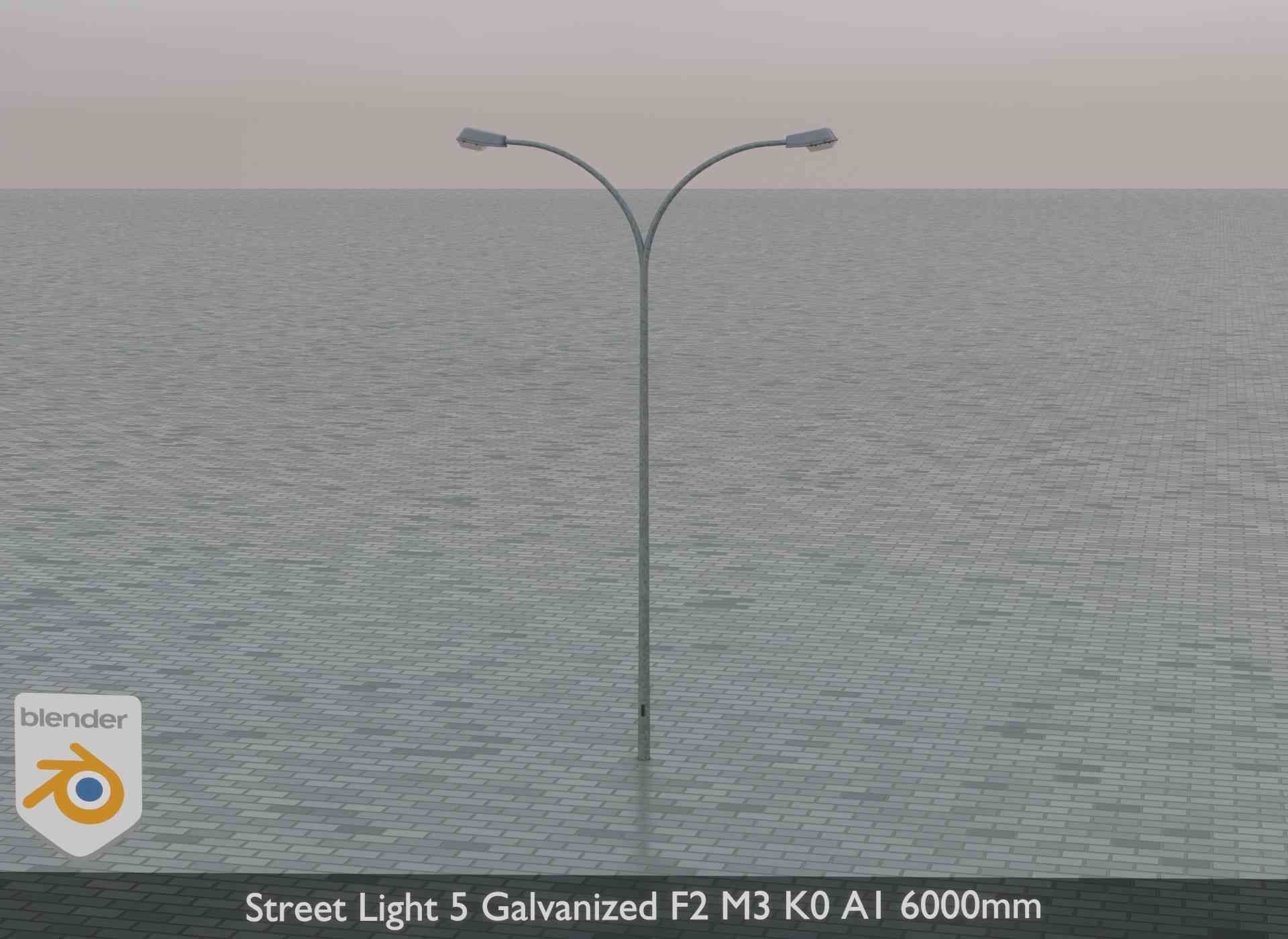 Street Light 5 Galvanized F2 M3 K0 A1 6000mm Low-poly 3D model_2