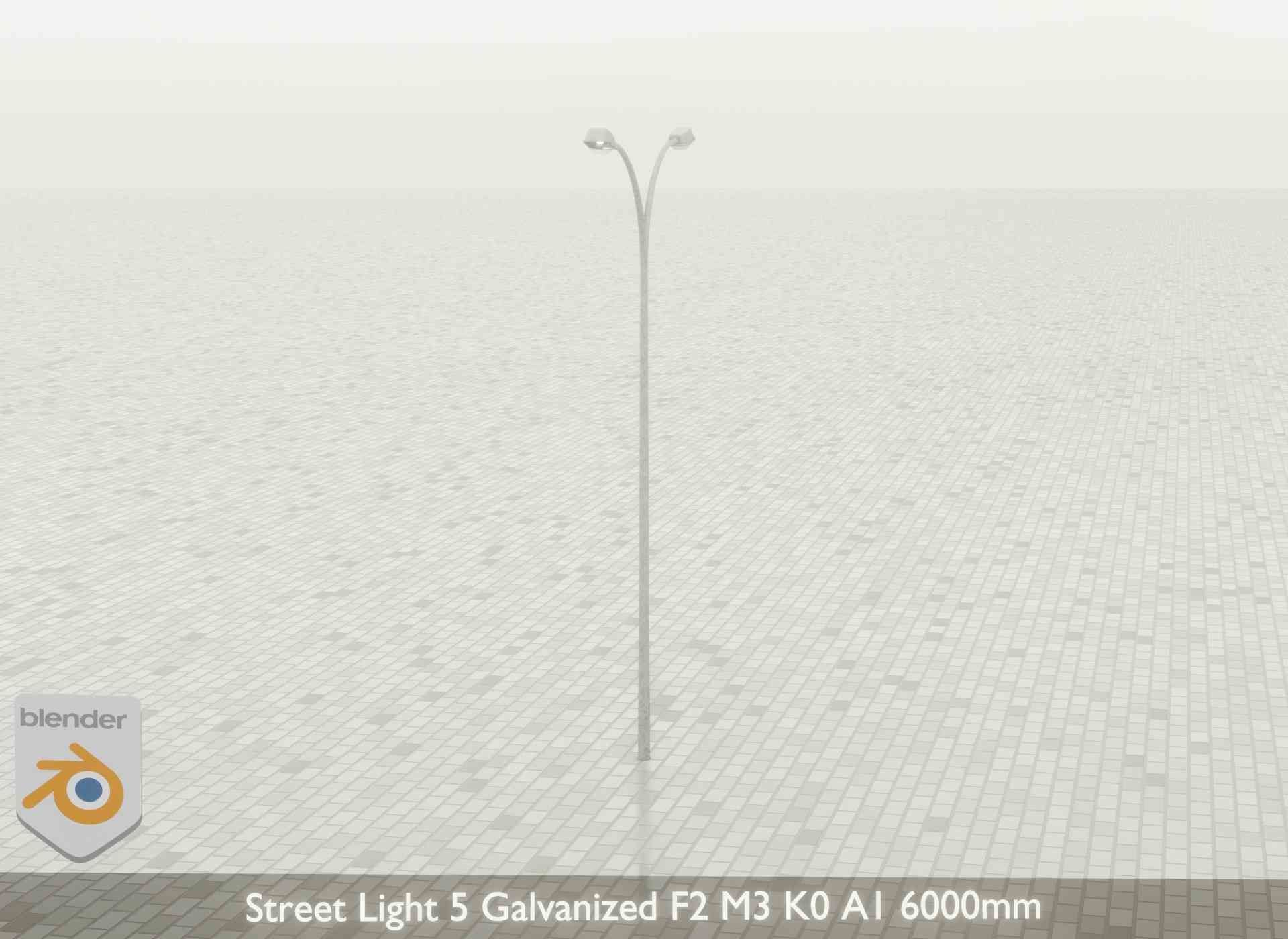Street Light 5 Galvanized F2 M3 K0 A1 6000mm Low-poly 3D model_34