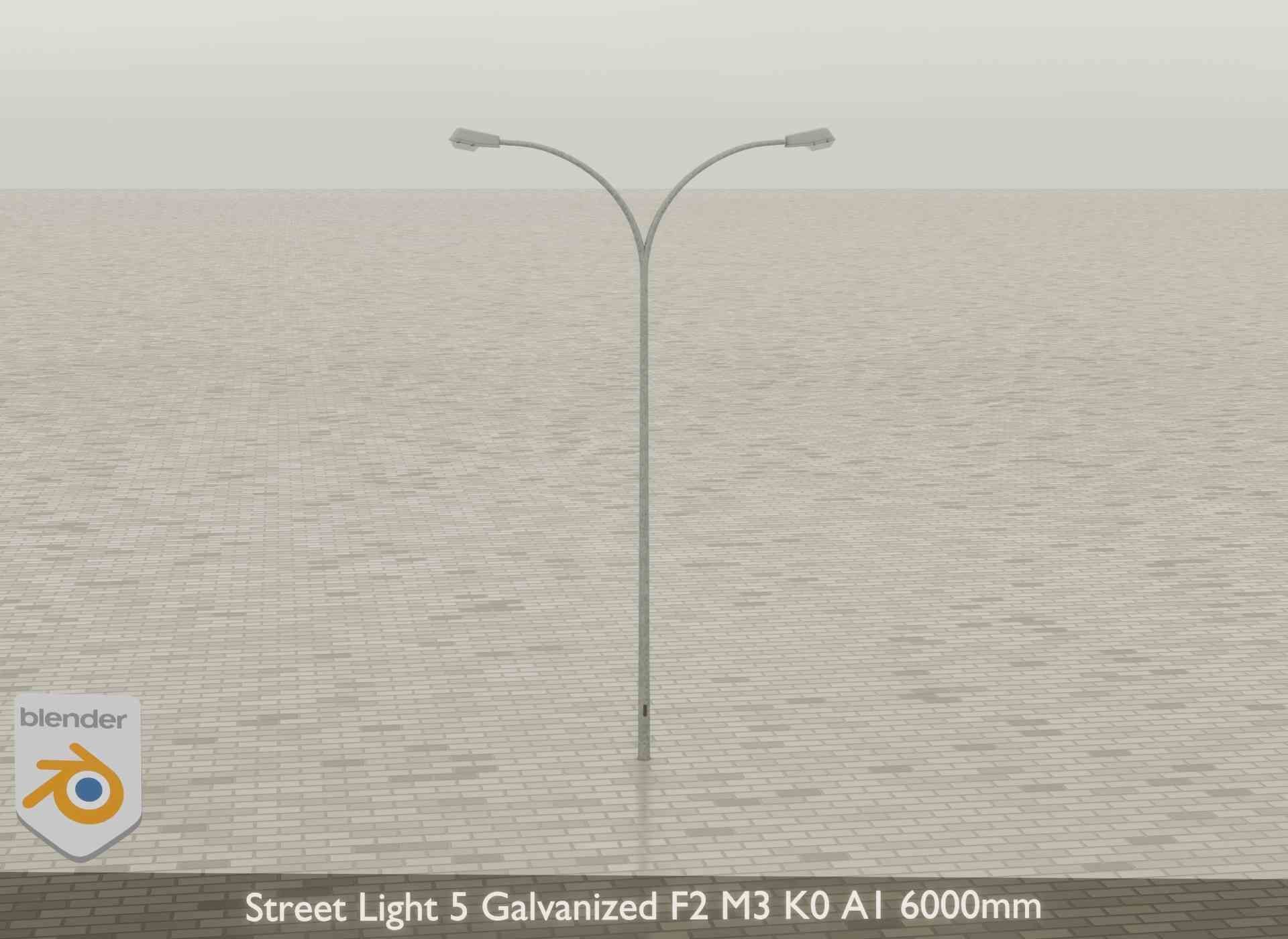 Street Light 5 Galvanized F2 M3 K0 A1 6000mm Low-poly 3D model_26