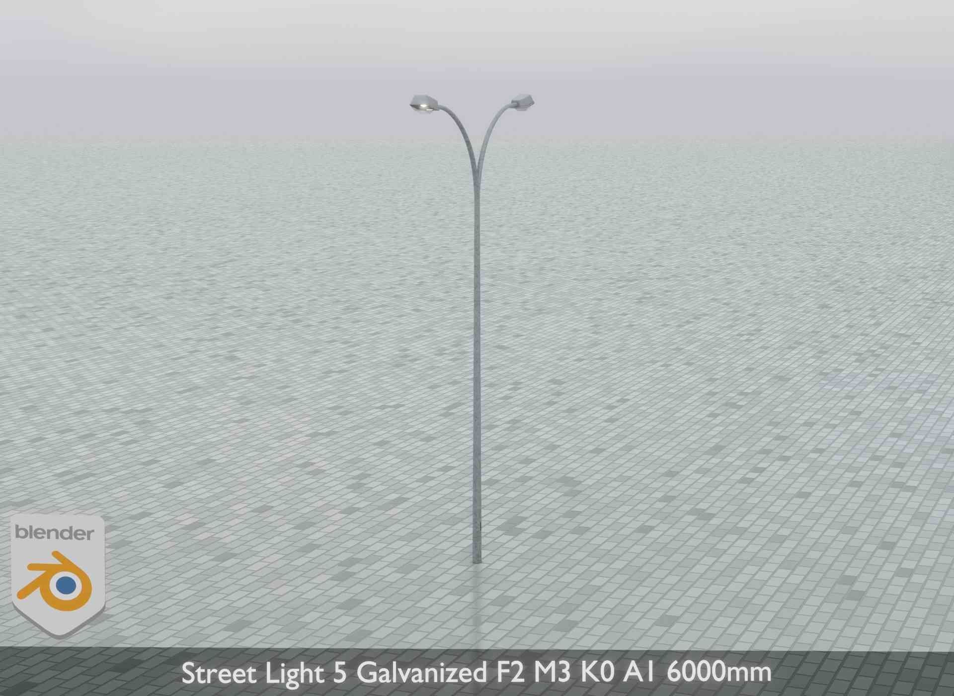 Street Light 5 Galvanized F2 M3 K0 A1 6000mm Low-poly 3D model_9