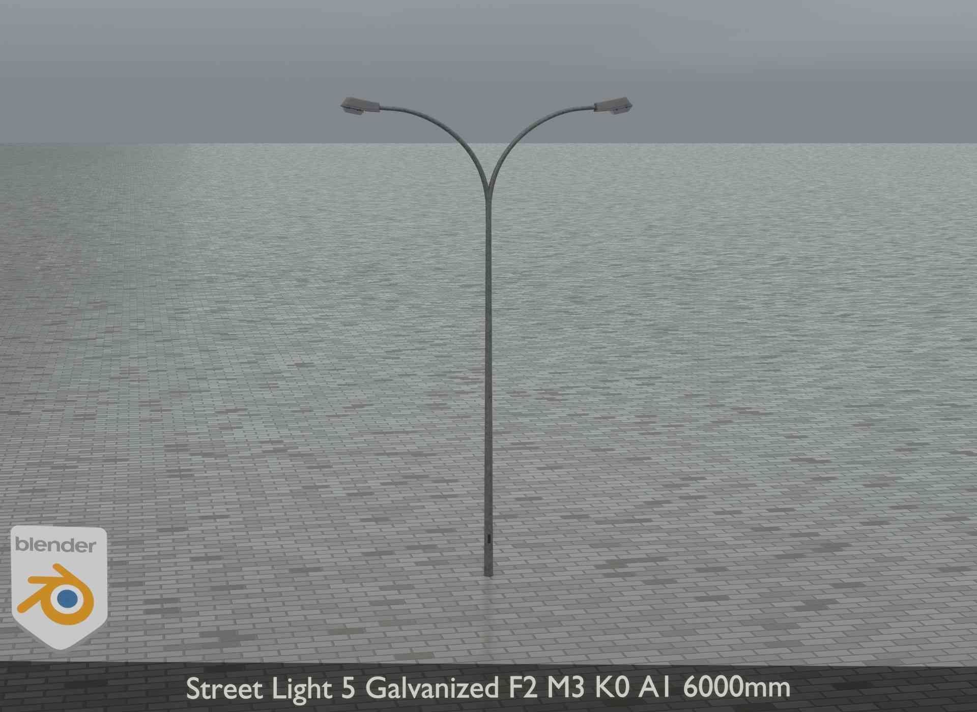 Street Light 5 Galvanized F2 M3 K0 A1 6000mm Low-poly 3D model_13