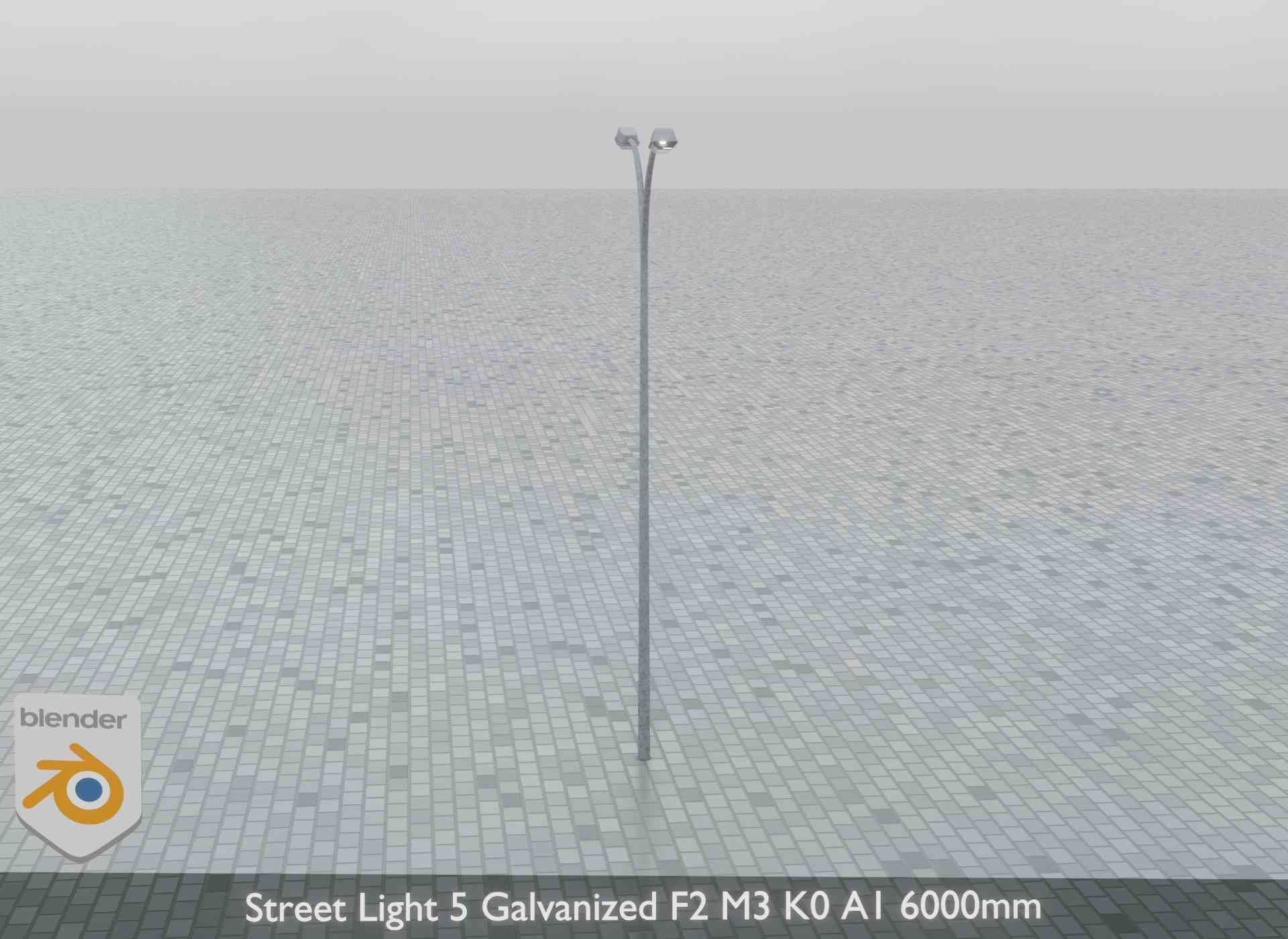 Street Light 5 Galvanized F2 M3 K0 A1 6000mm Low-poly 3D model_7