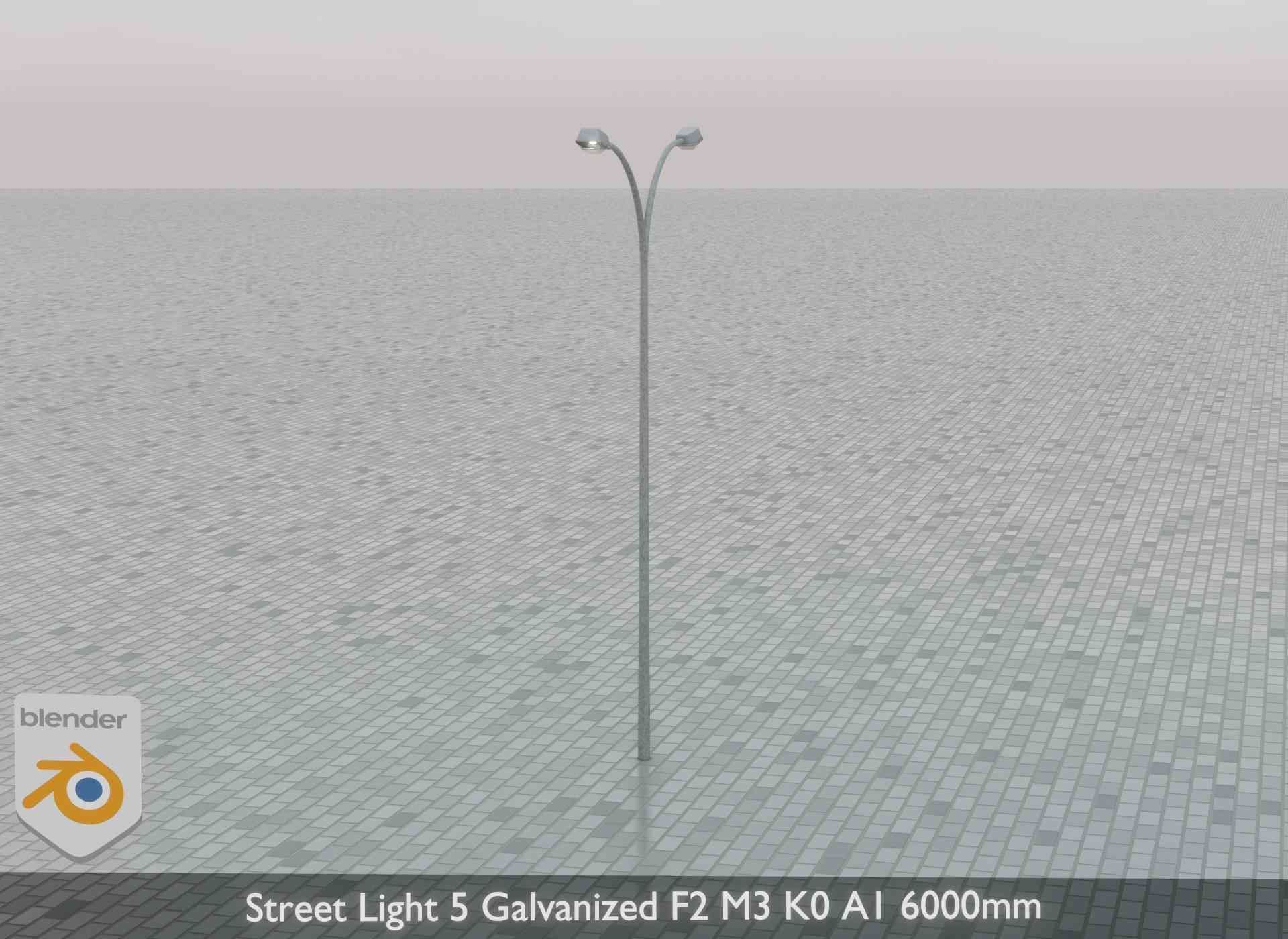 Street Light 5 Galvanized F2 M3 K0 A1 6000mm Low-poly 3D model_47