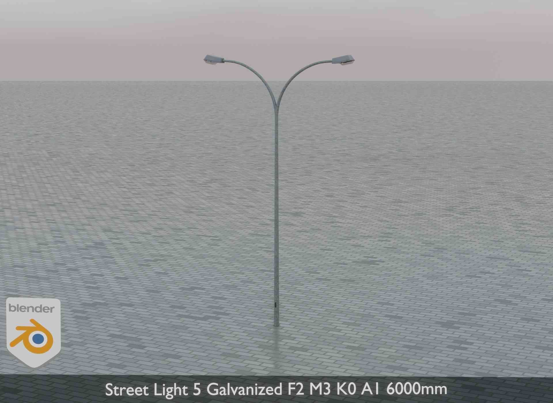 Street Light 5 Galvanized F2 M3 K0 A1 6000mm Low-poly 3D model_3