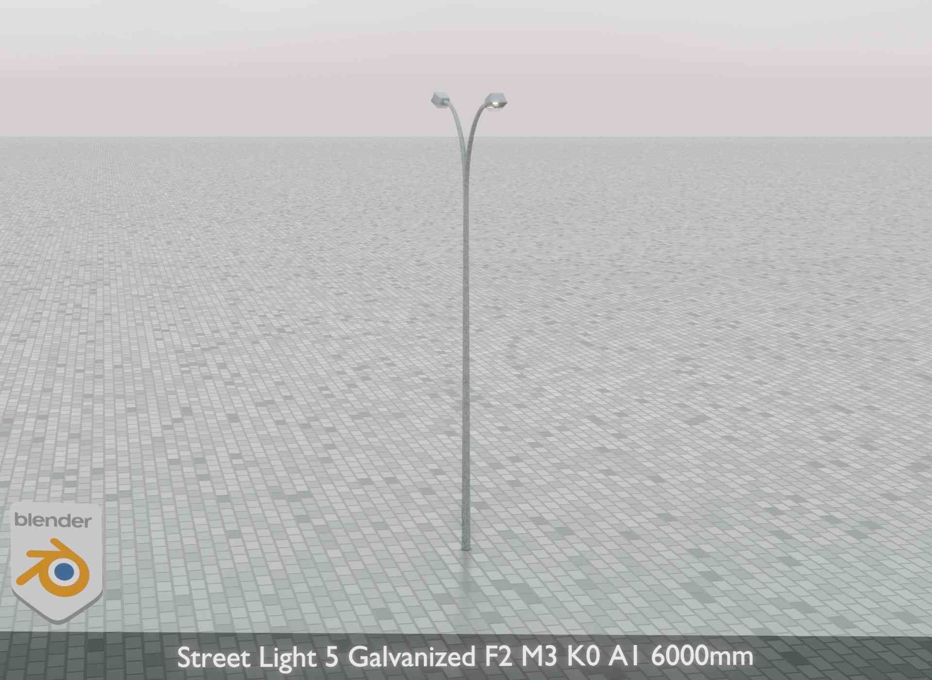 Street Light 5 Galvanized F2 M3 K0 A1 6000mm Low-poly 3D model_45