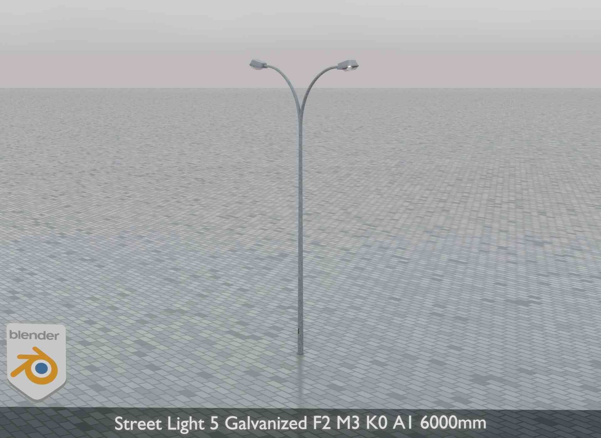Street Light 5 Galvanized F2 M3 K0 A1 6000mm Low-poly 3D model_5