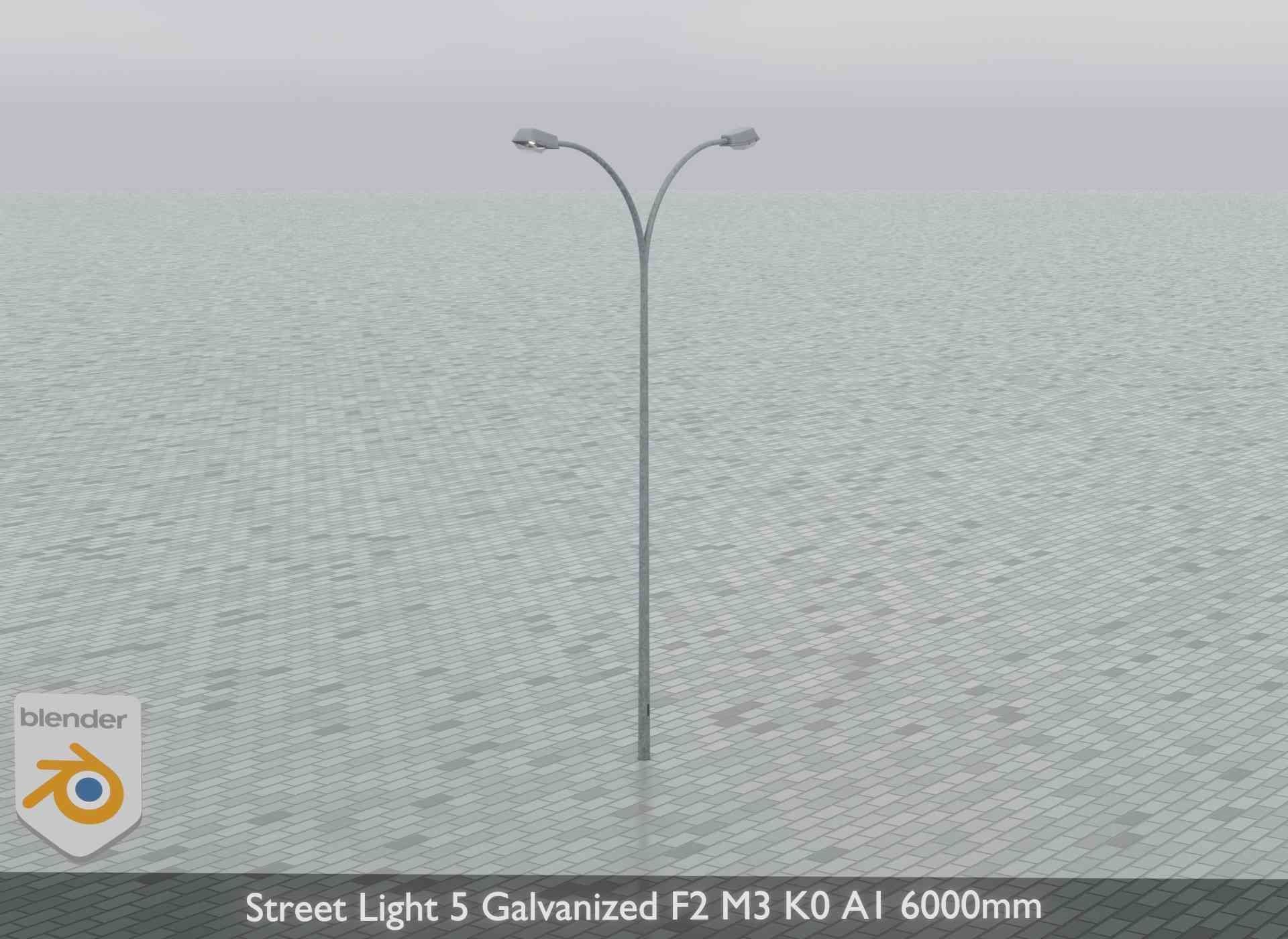 Street Light 5 Galvanized F2 M3 K0 A1 6000mm Low-poly 3D model_10