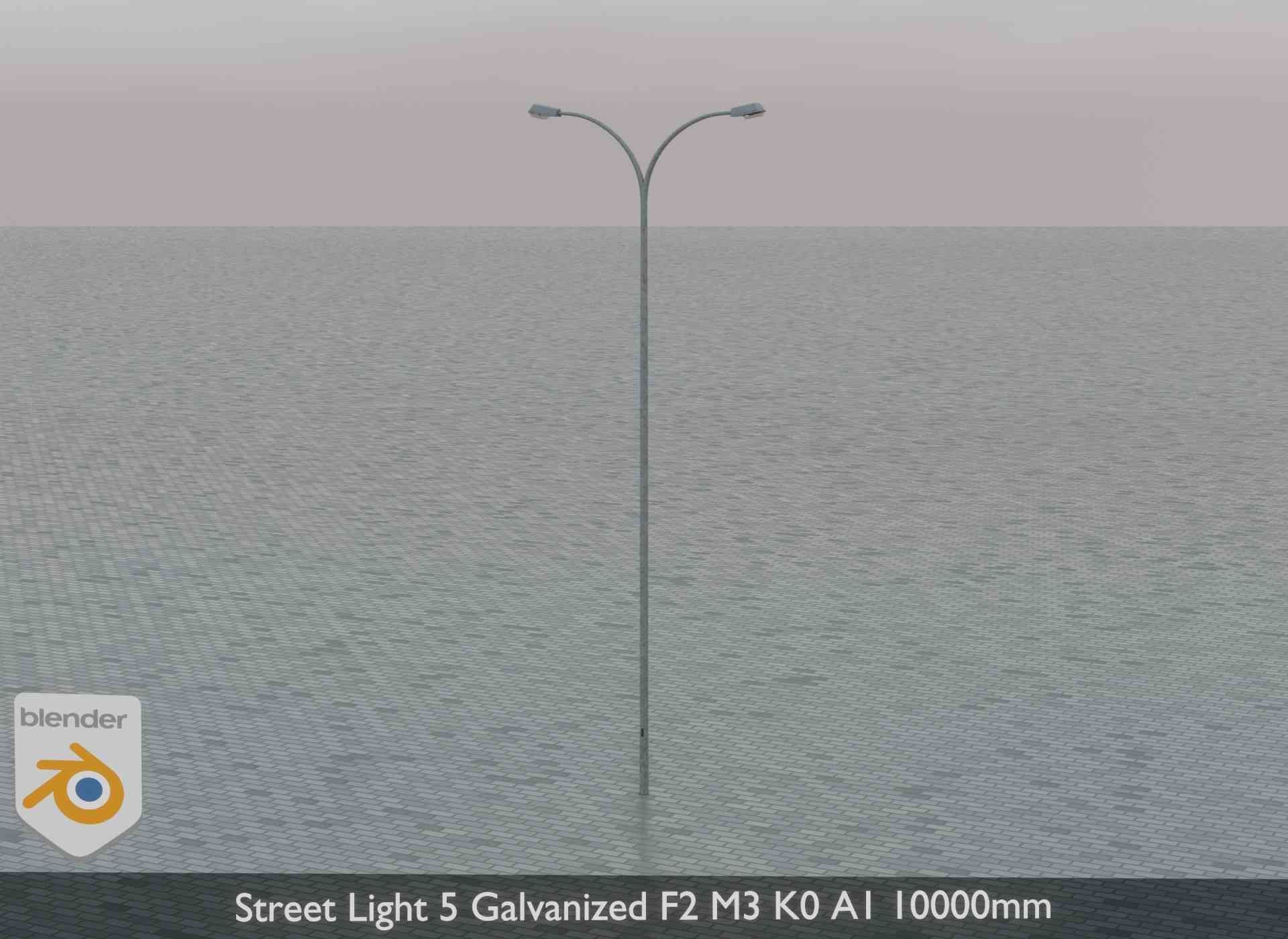 Street Light 5 Galvanized F2 M3 K0 A1 10000mm Low-poly 3D model_2