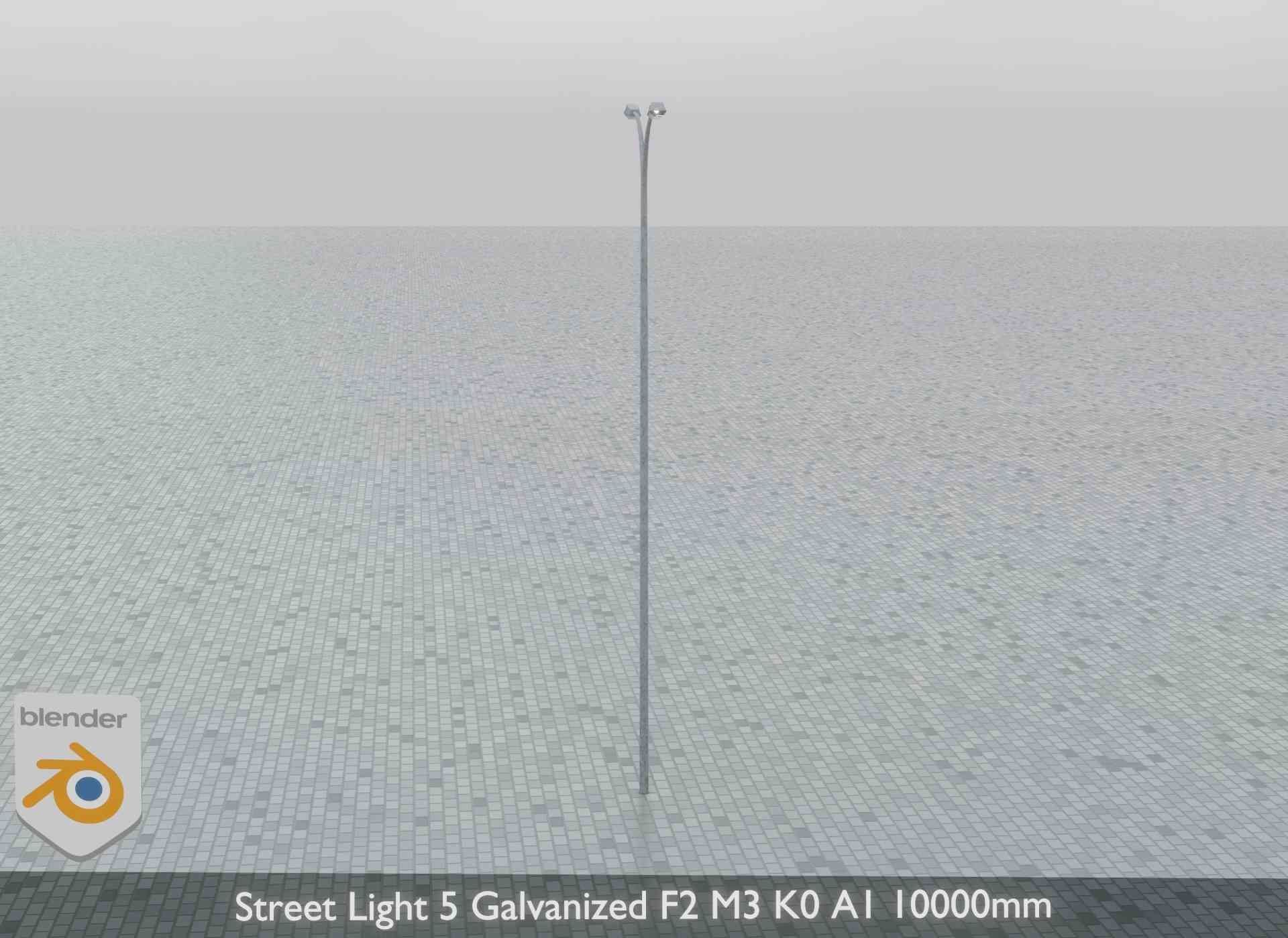 Street Light 5 Galvanized F2 M3 K0 A1 10000mm Low-poly 3D model_6