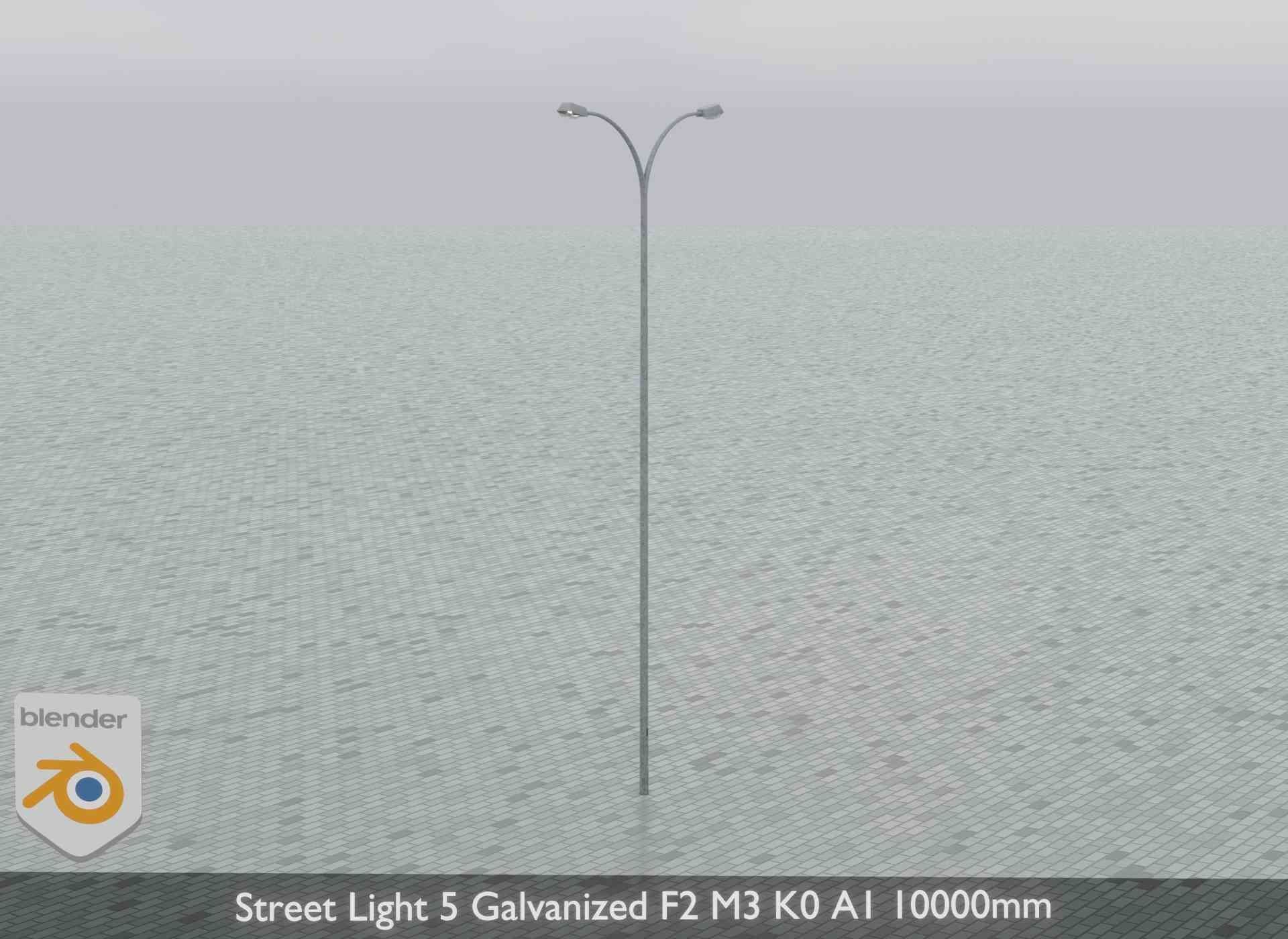 Street Light 5 Galvanized F2 M3 K0 A1 10000mm Low-poly 3D model_9