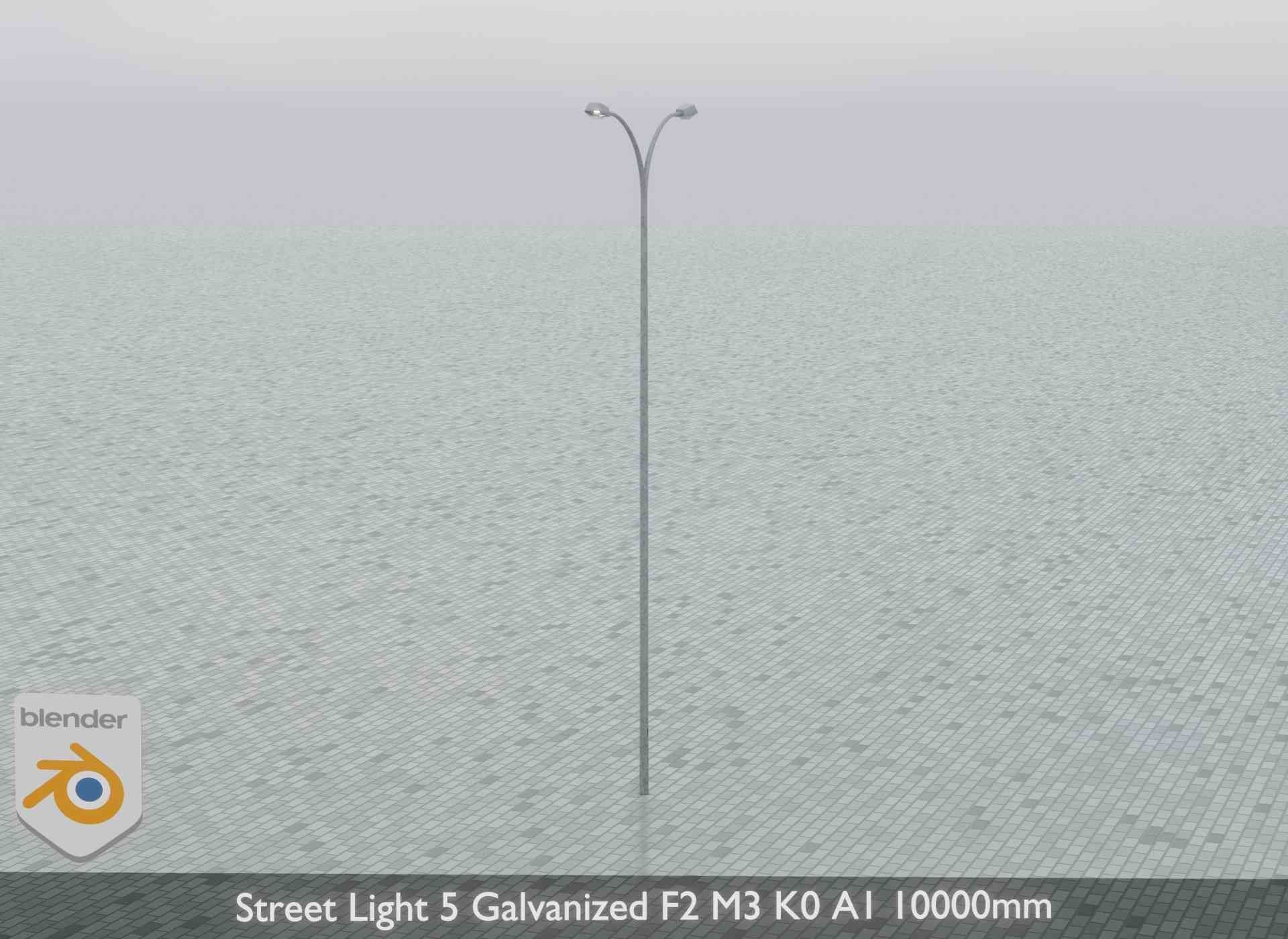 Street Light 5 Galvanized F2 M3 K0 A1 10000mm Low-poly 3D model_8