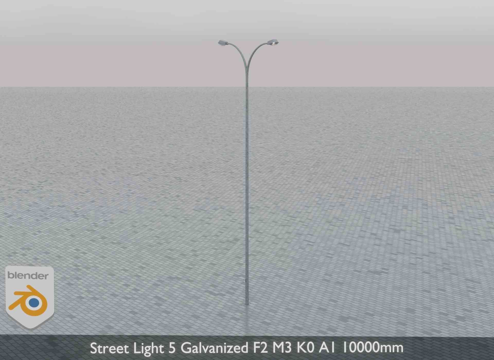Street Light 5 Galvanized F2 M3 K0 A1 10000mm Low-poly 3D model_4
